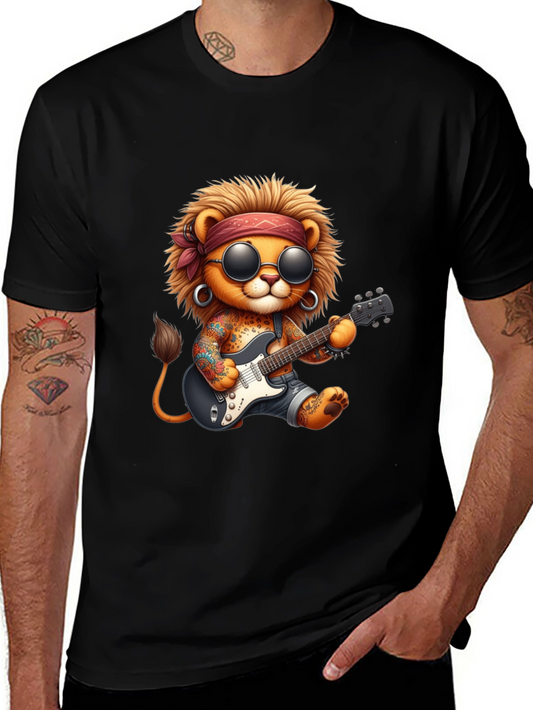 Cool Lion Guitarist Graphic Tee
