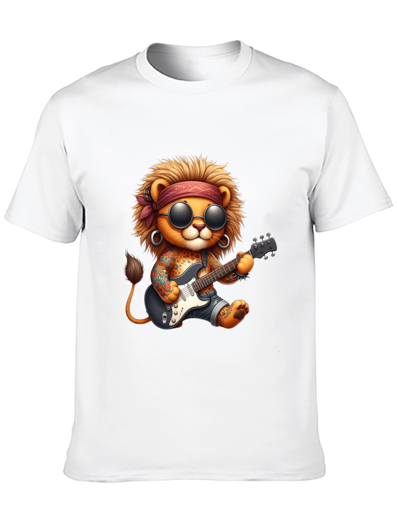 Cool Lion Guitarist Graphic Tee
