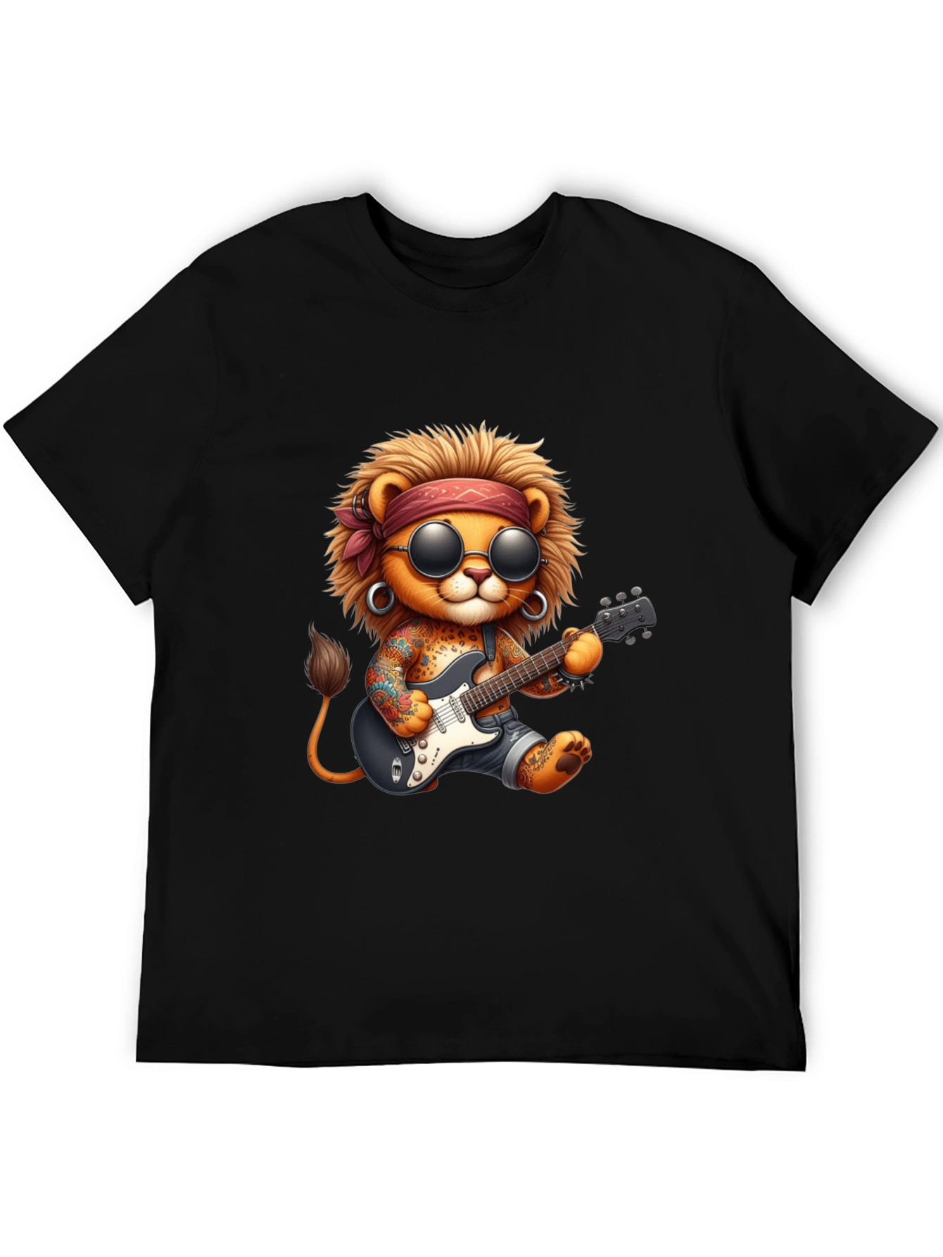 Cool Lion Guitarist Graphic Tee