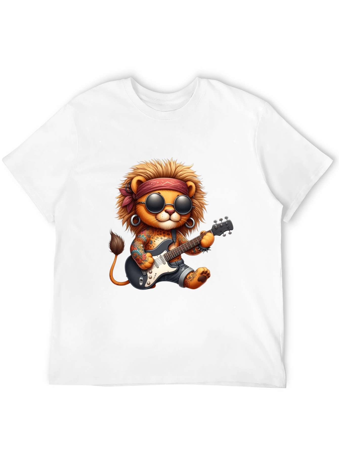 Cool Lion Guitarist Graphic Tee