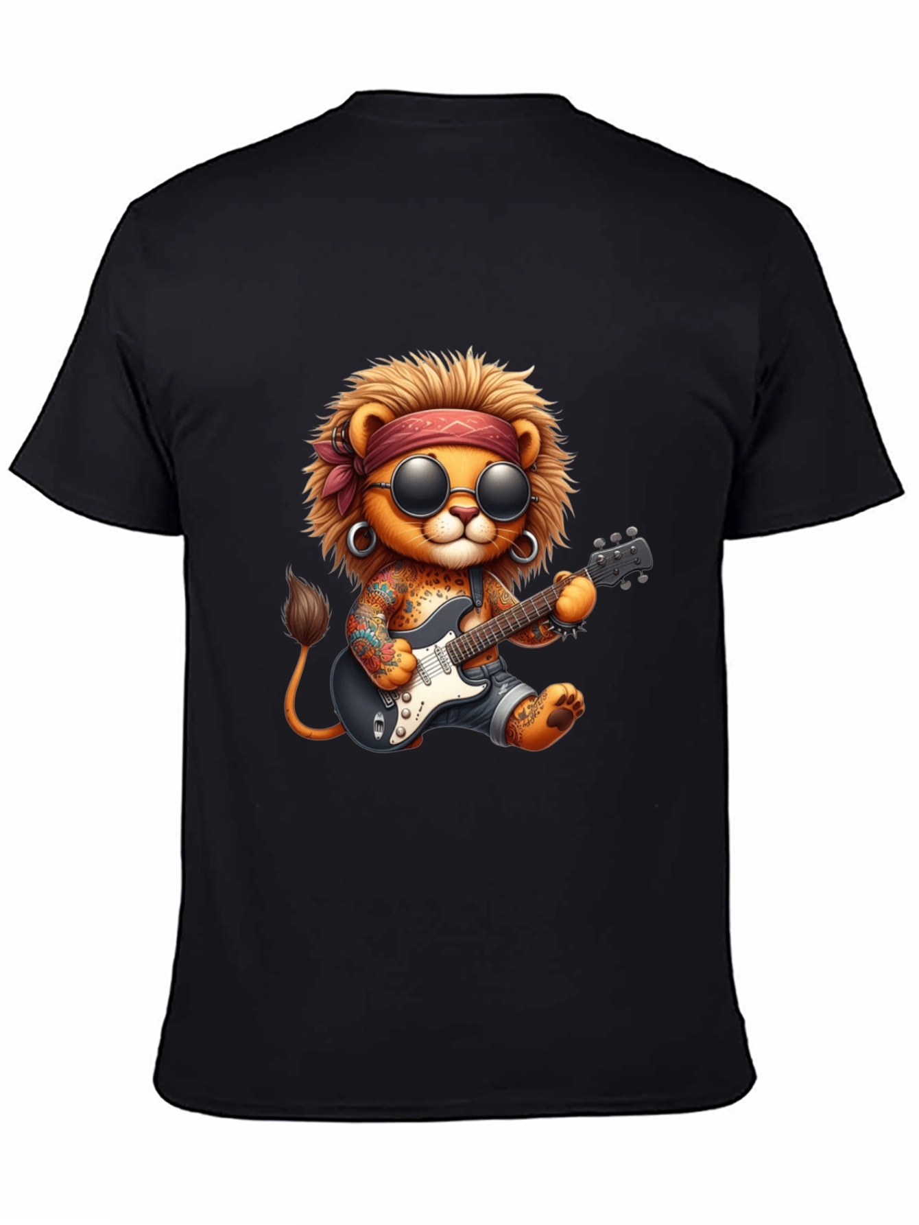 Cool Lion Guitarist Graphic Tee