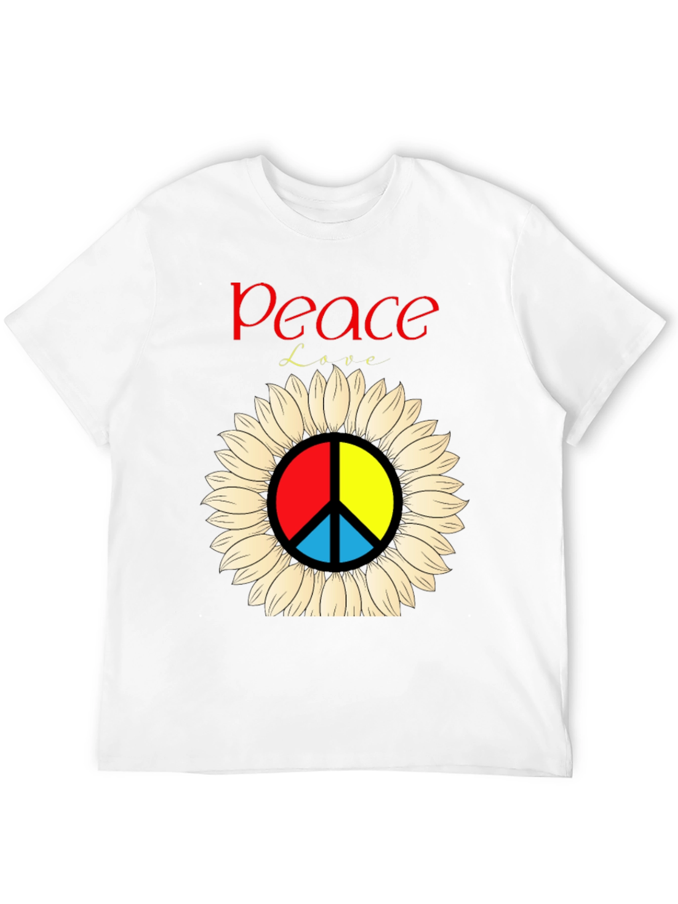 Peace & Love Sunflower Graphic Tee - Black