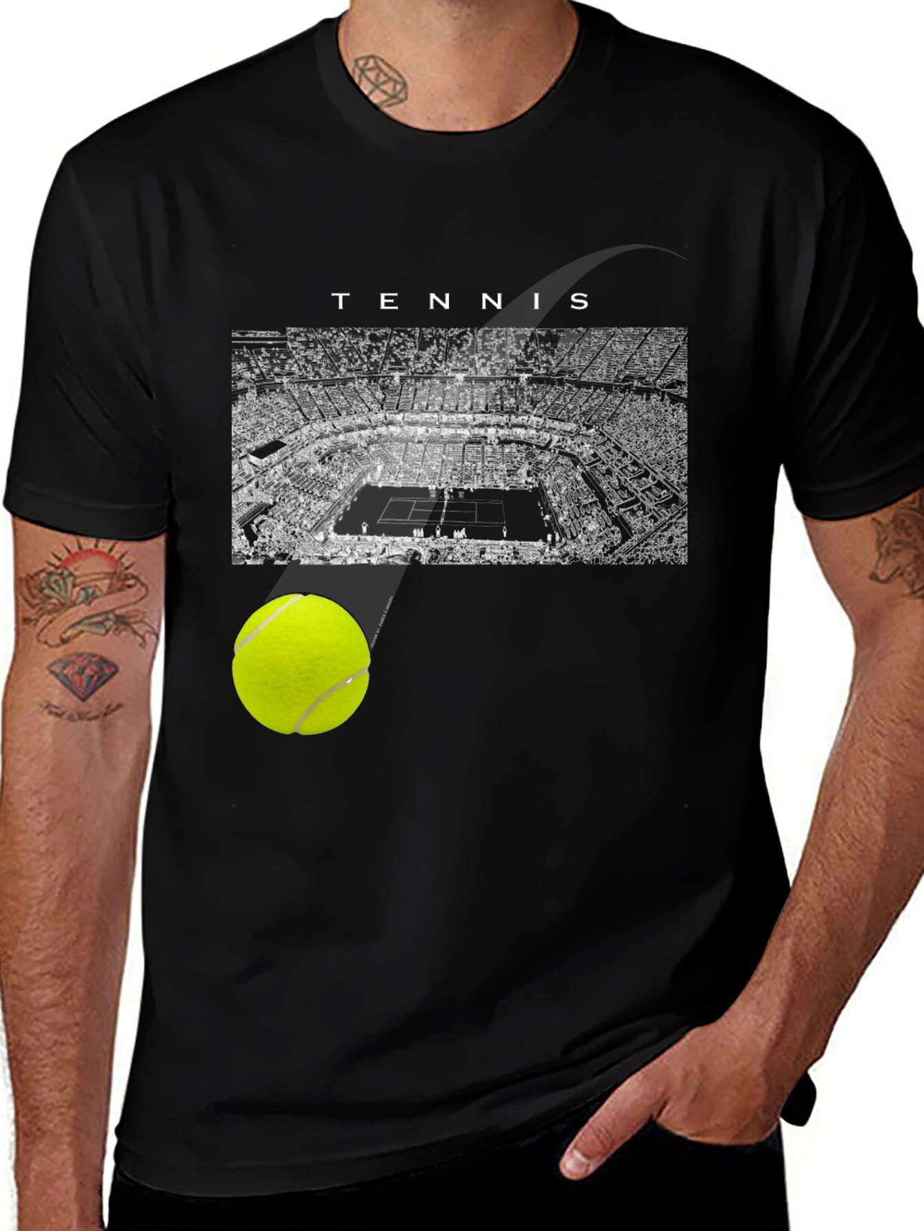 Tennis Court Black T-Shirt