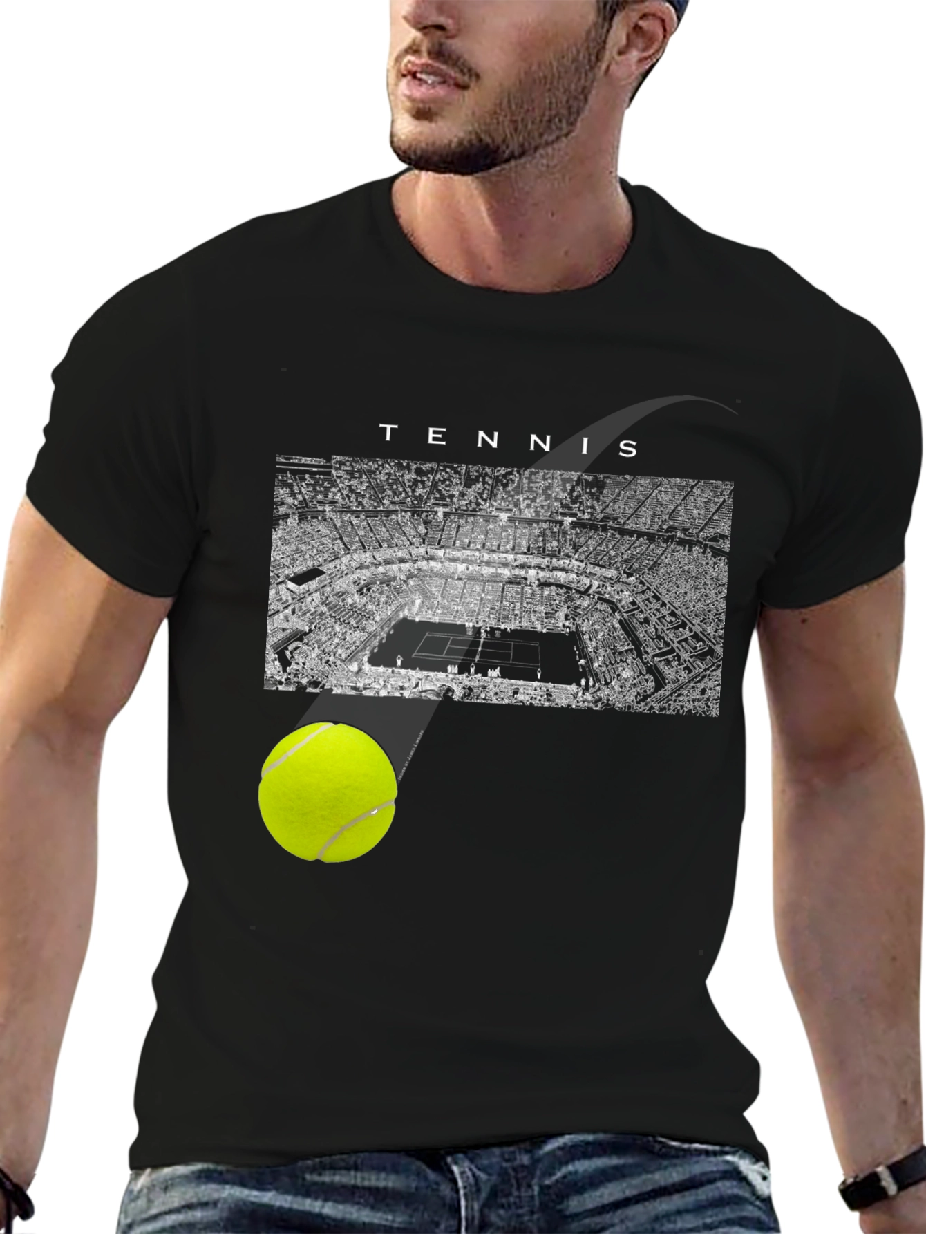 Tennis Court Black T-Shirt