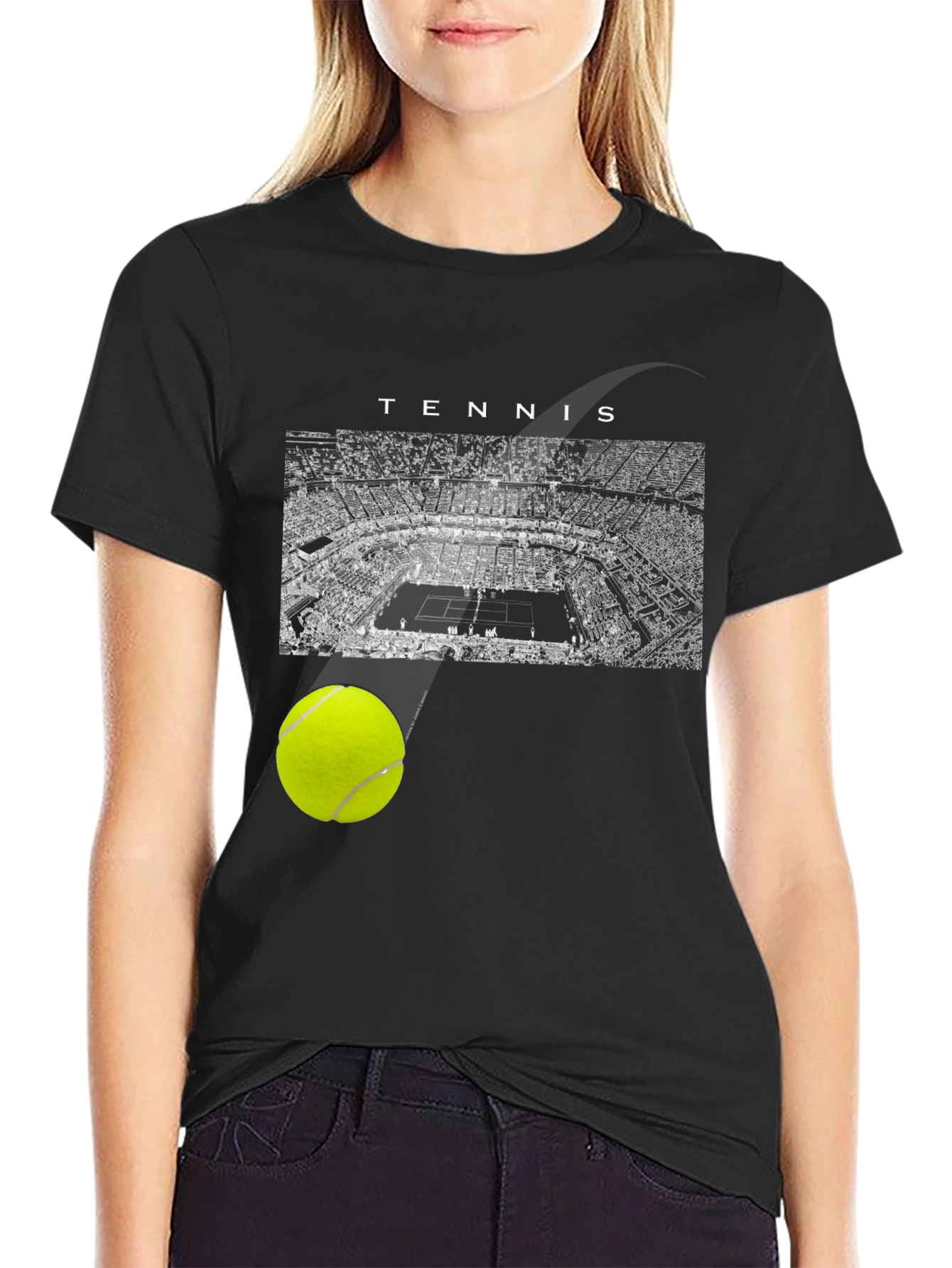 Tennis Court Black T-Shirt