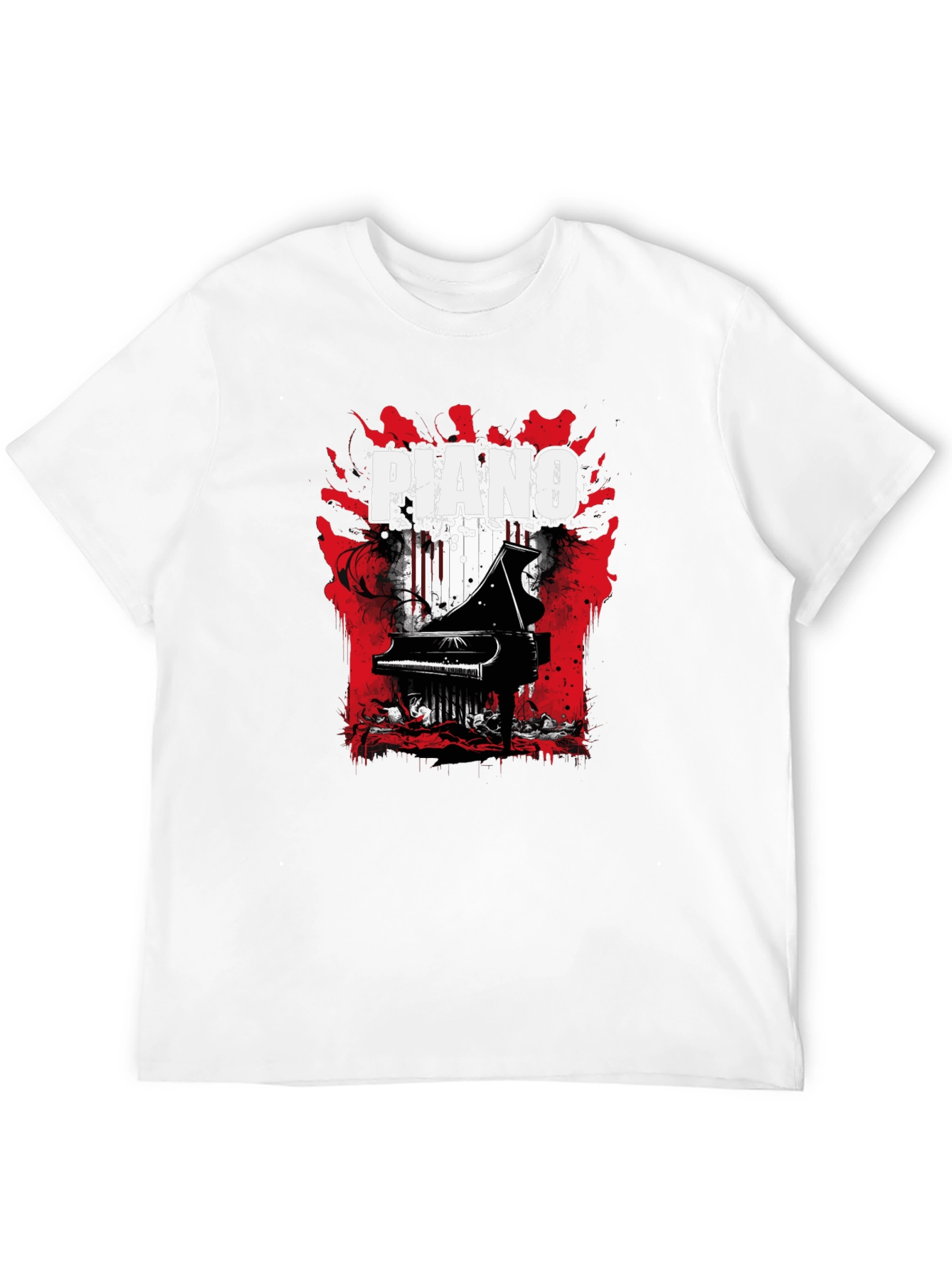 Piano Graphic Tee - Musical Style Black T-Shirt