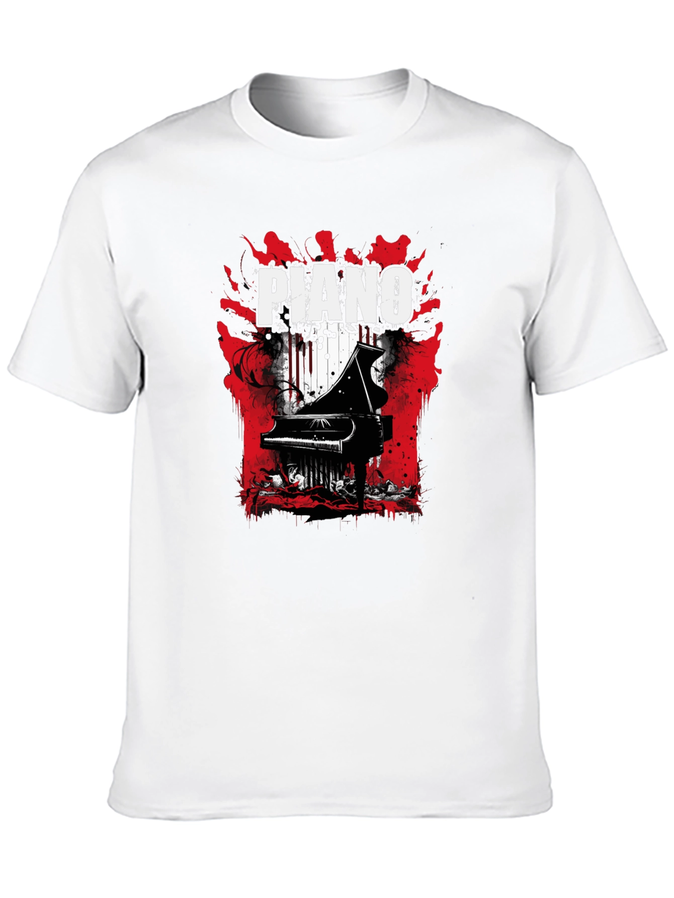 Piano Graphic Tee - Musical Style Black T-Shirt