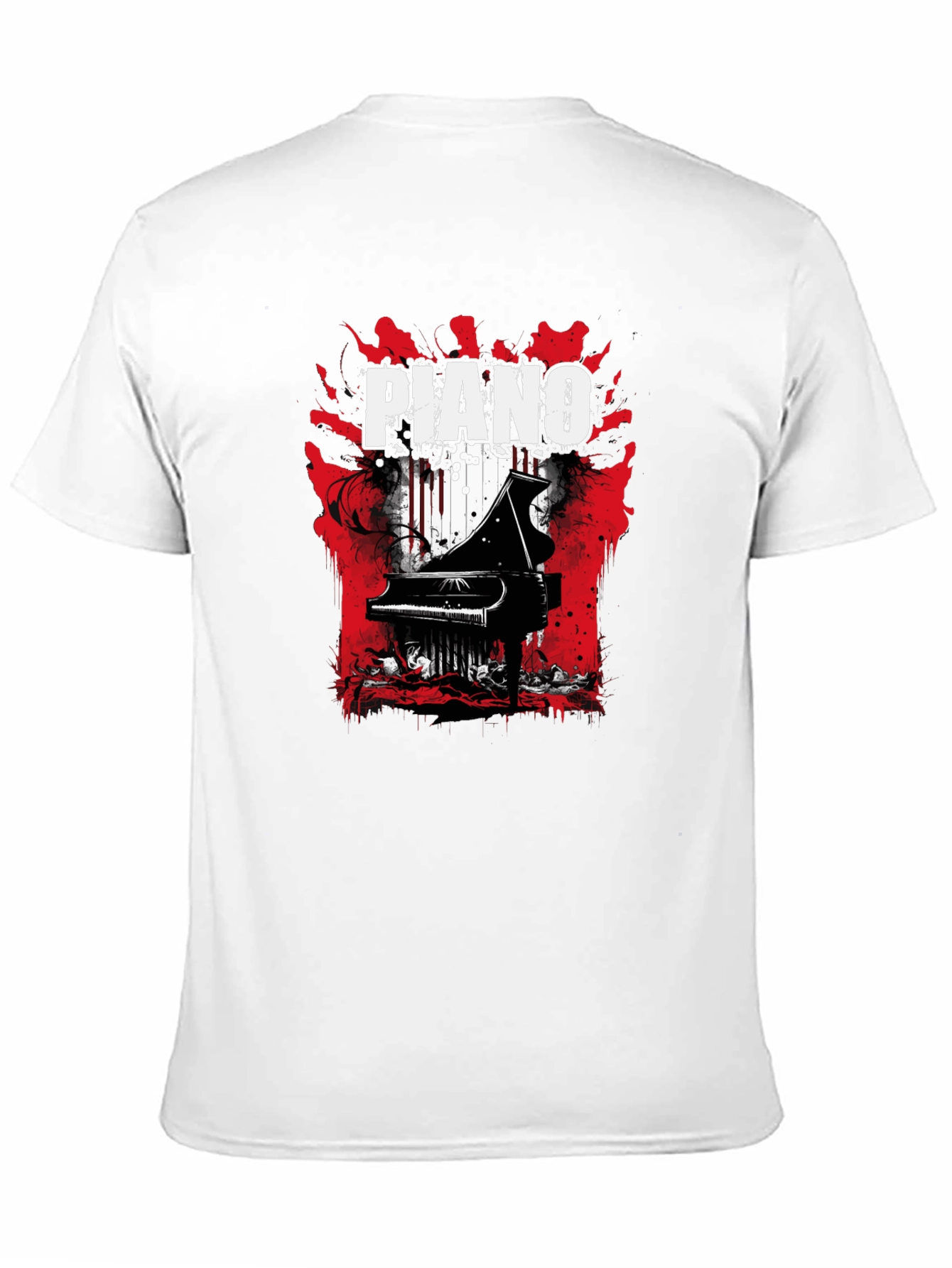 Piano Graphic Tee - Musical Style Black T-Shirt