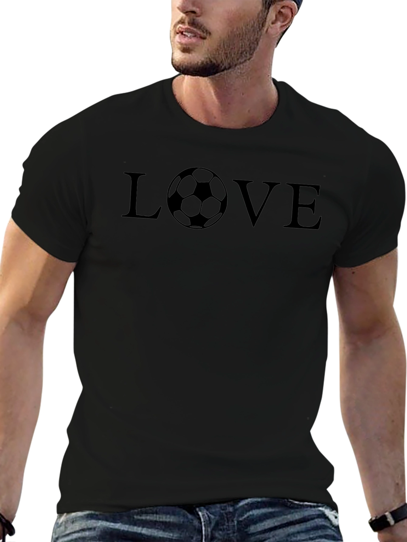 Love Soccer Black T-Shirt - Graphic Print