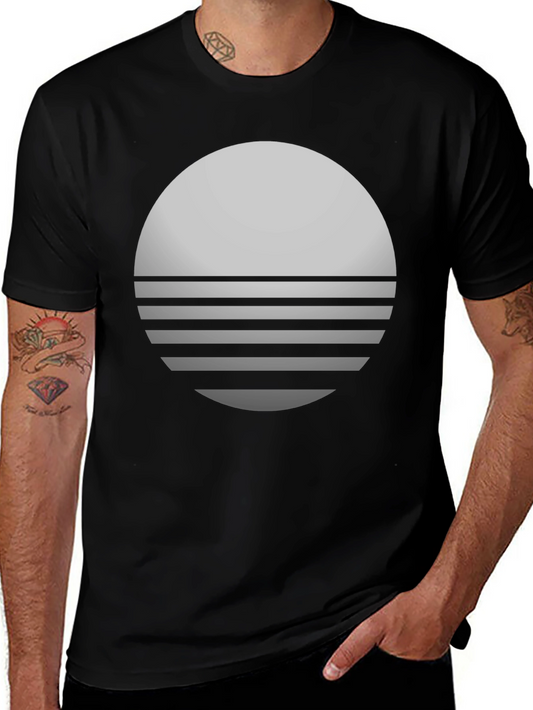 Retro Sunset Graphic Tee - Stylish Black Cotton Blend Shirt