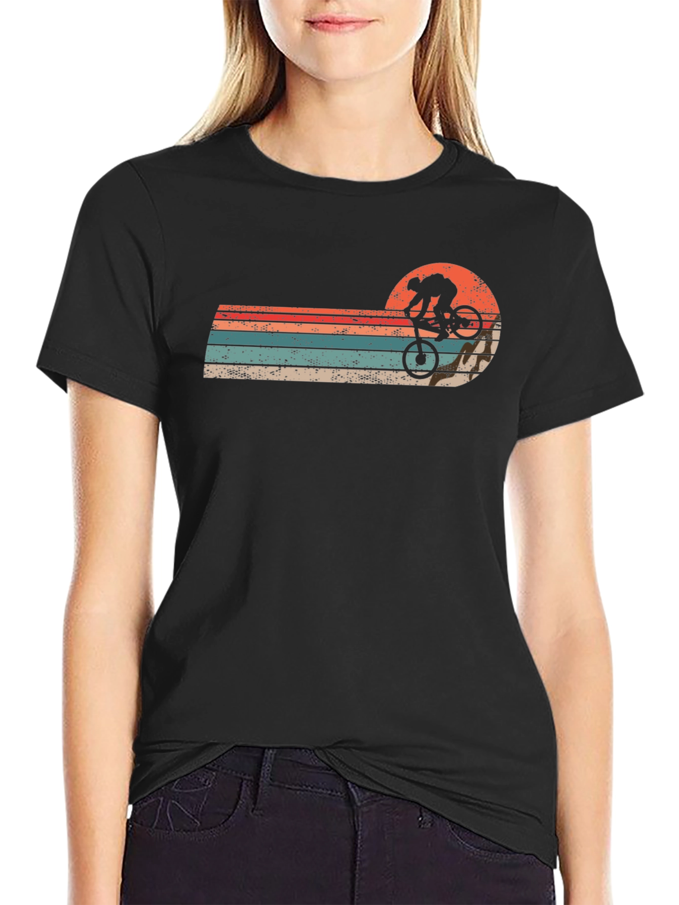 Retro Sunset Mountain Bike T-Shirt