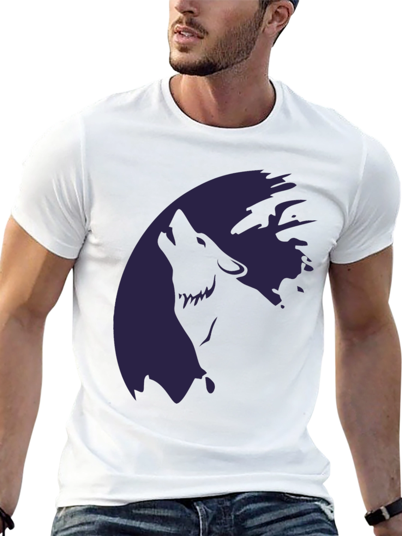 Wolf Moon Graphic T-Shirt - Stylish Dark Tee