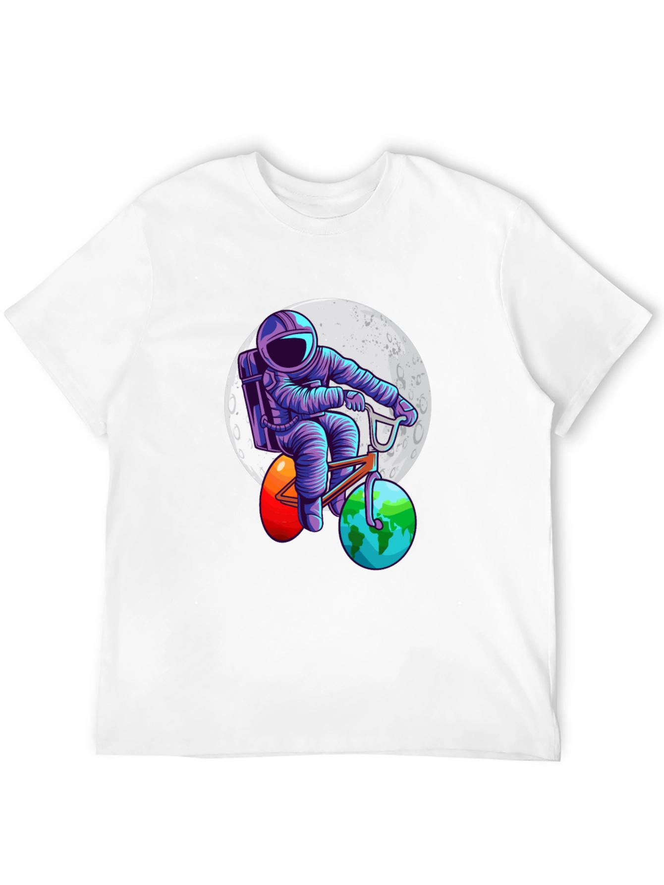 Astronaut Bicycle T-Shirt - Space Adventure Design