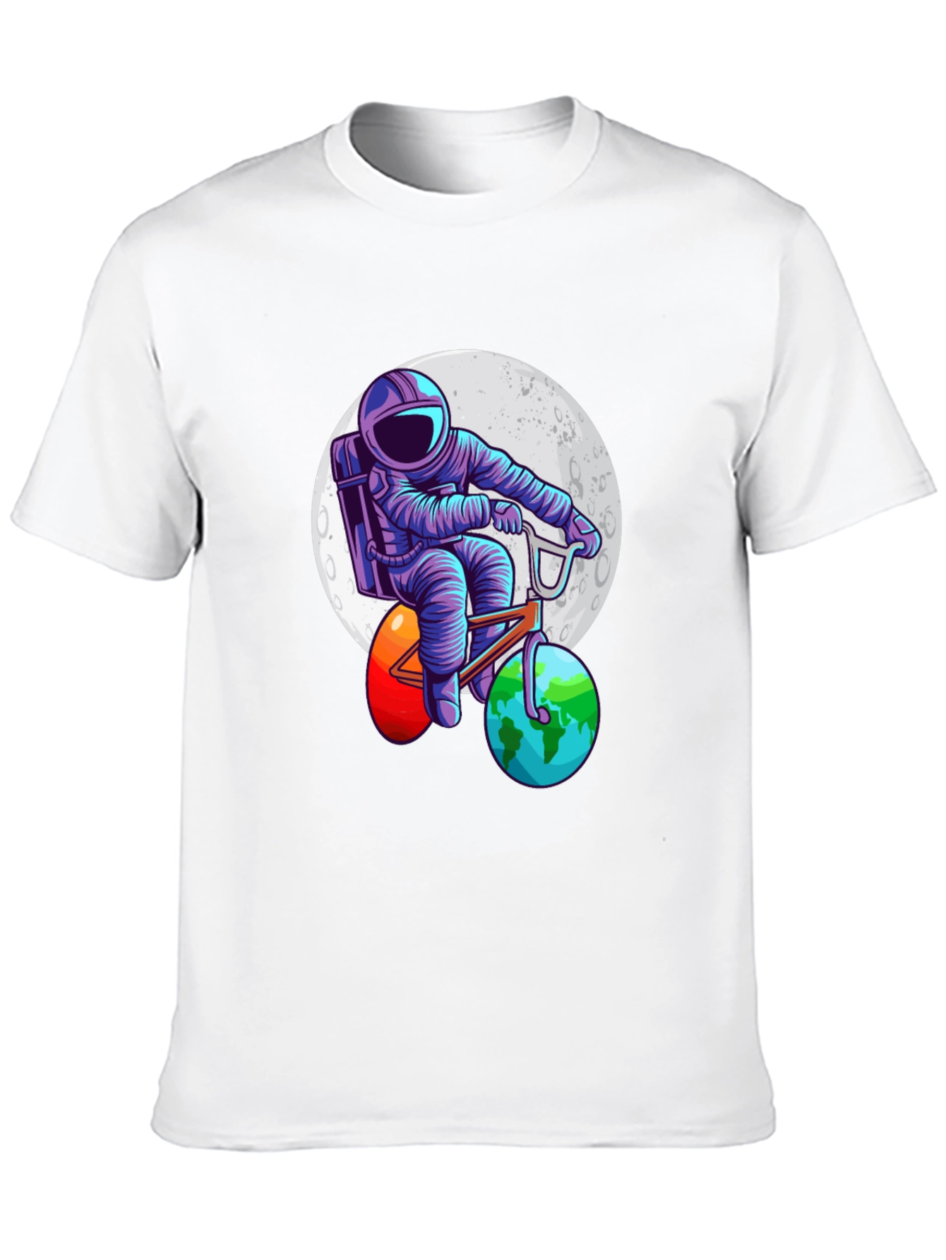 Astronaut Bicycle T-Shirt - Space Adventure Design