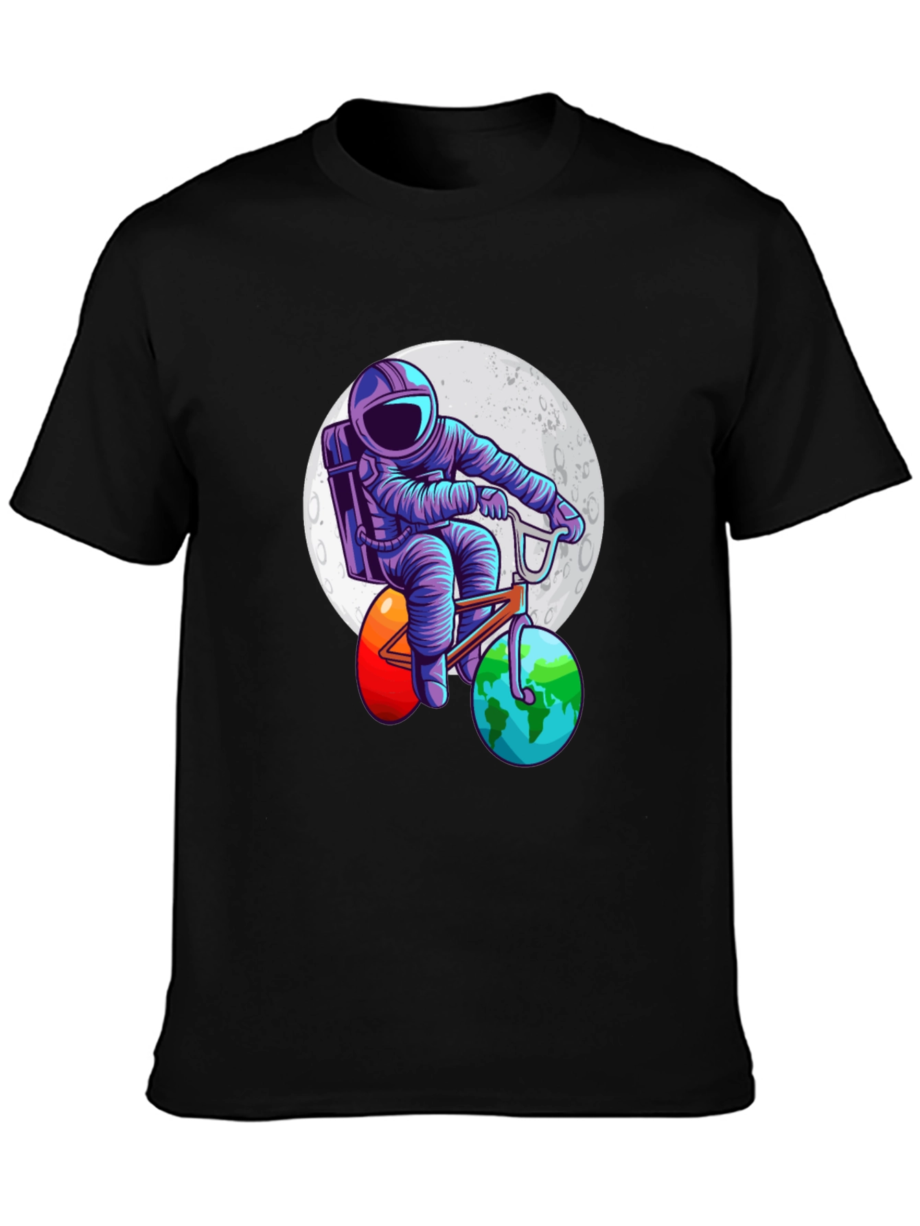 Astronaut Bicycle T-Shirt - Space Adventure Design