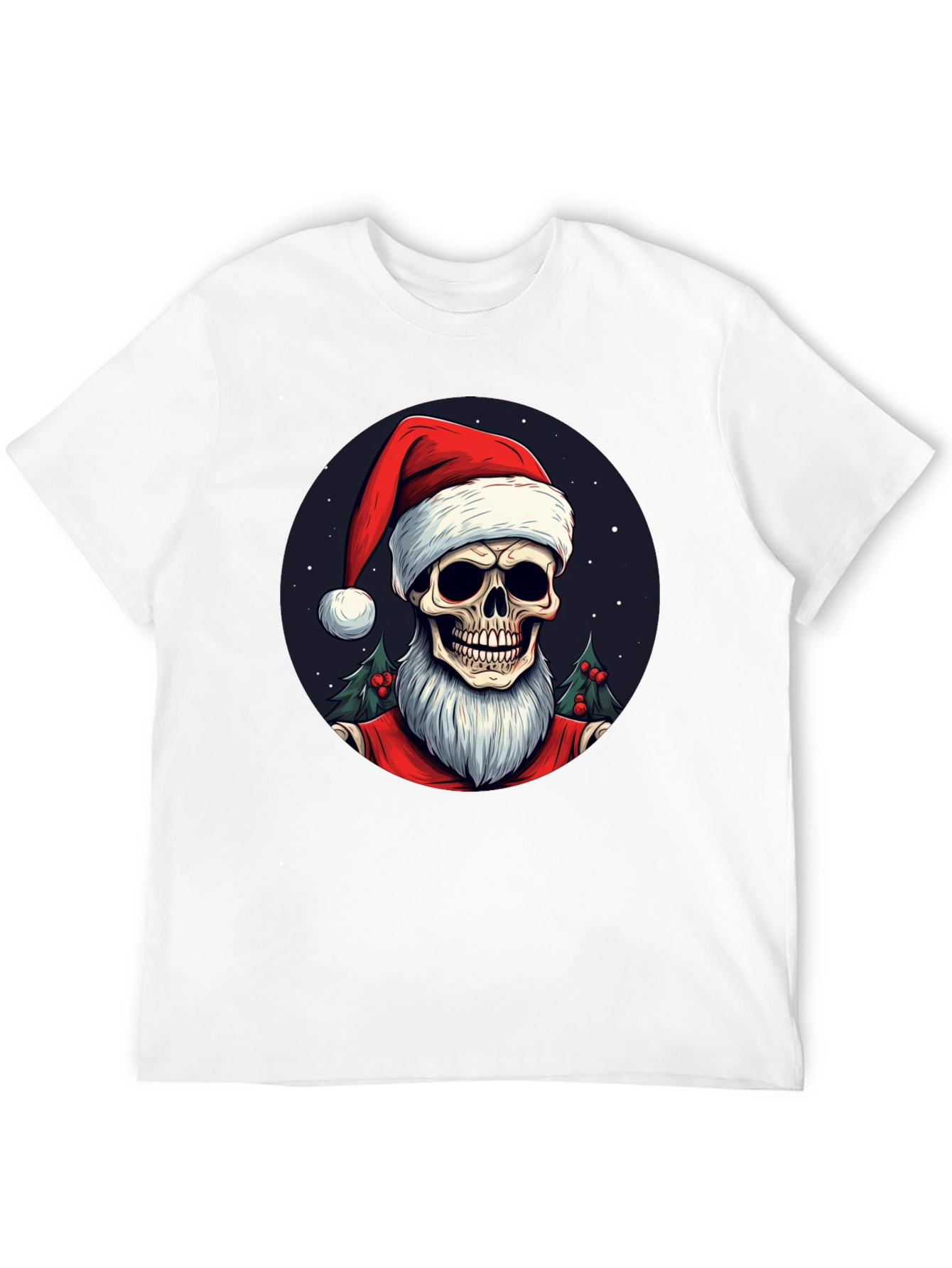 Skull Santa Graphic Tee - Holiday Humor
