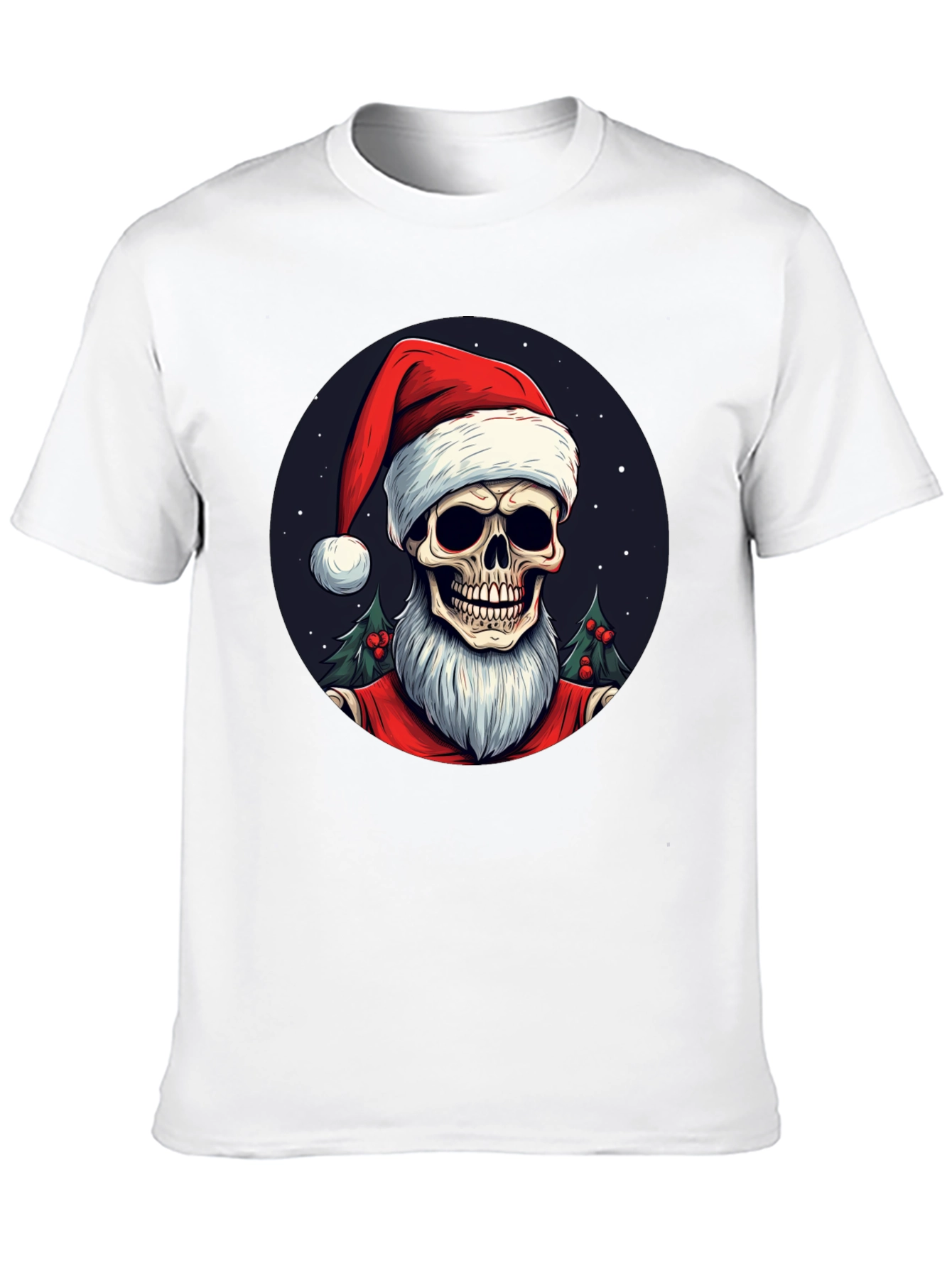 Skull Santa Graphic Tee - Holiday Humor
