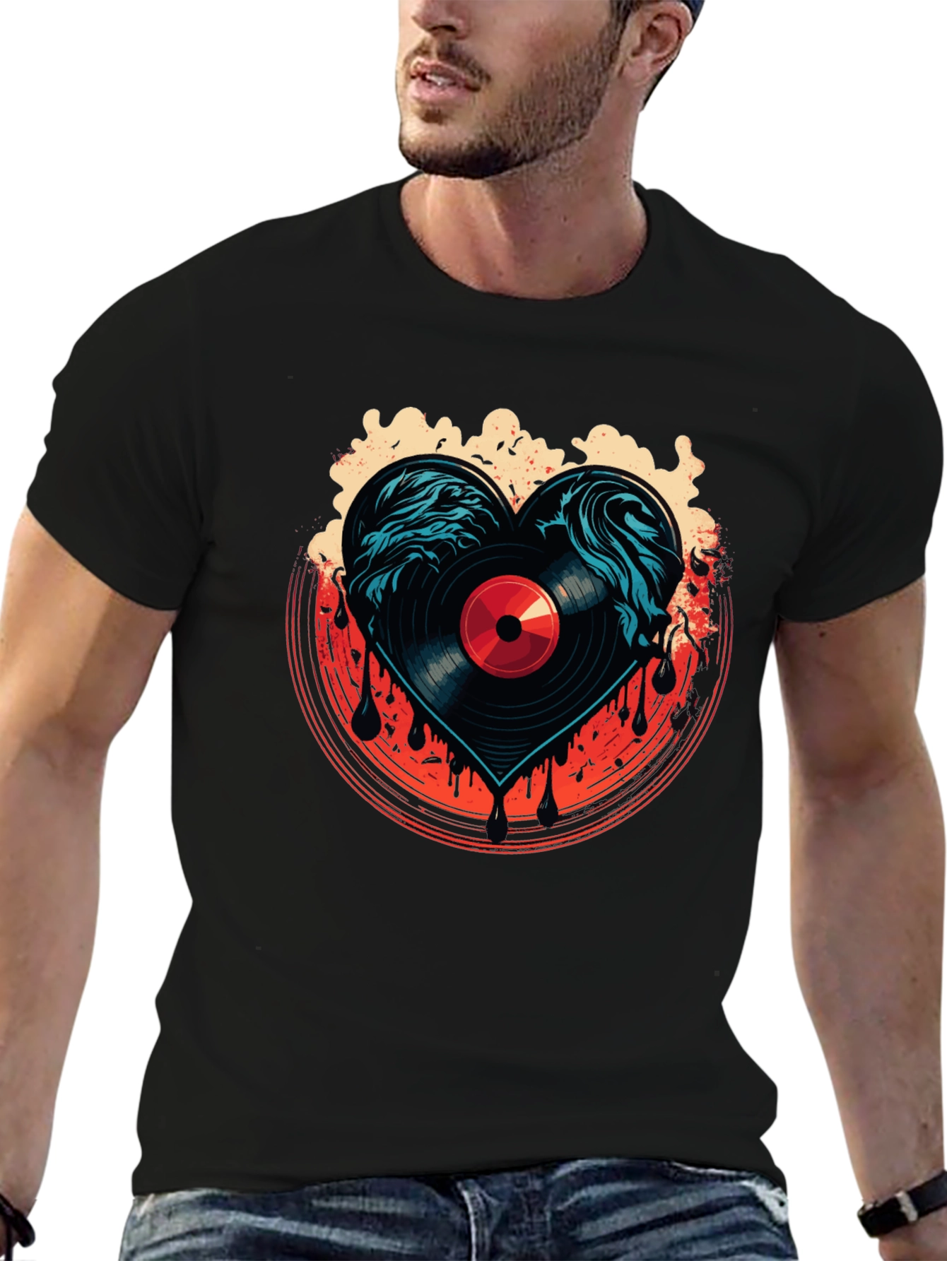 Vinyl Heart T-Shirt - Music Lover Tee