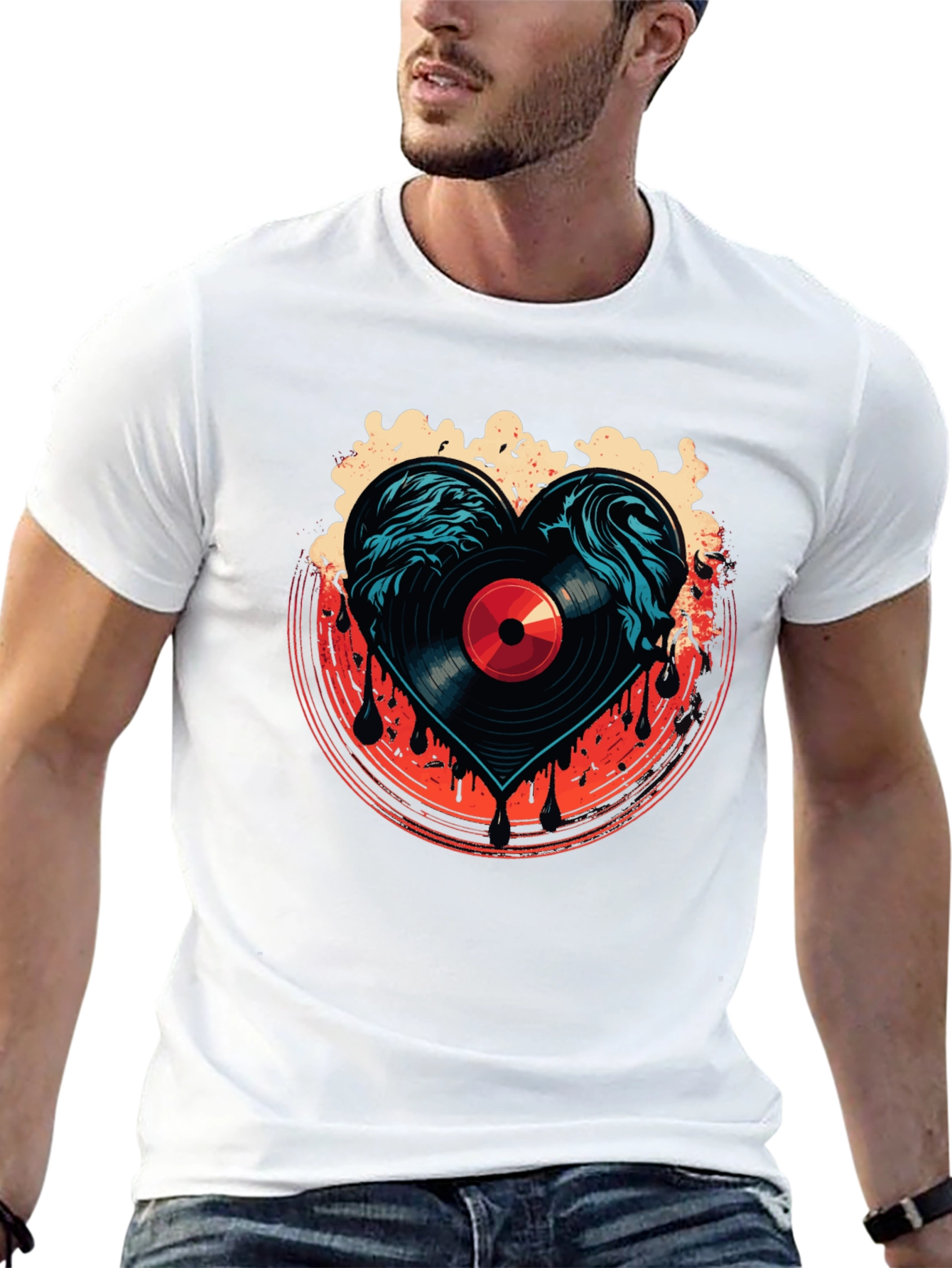Vinyl Heart T-Shirt - Music Lover Tee