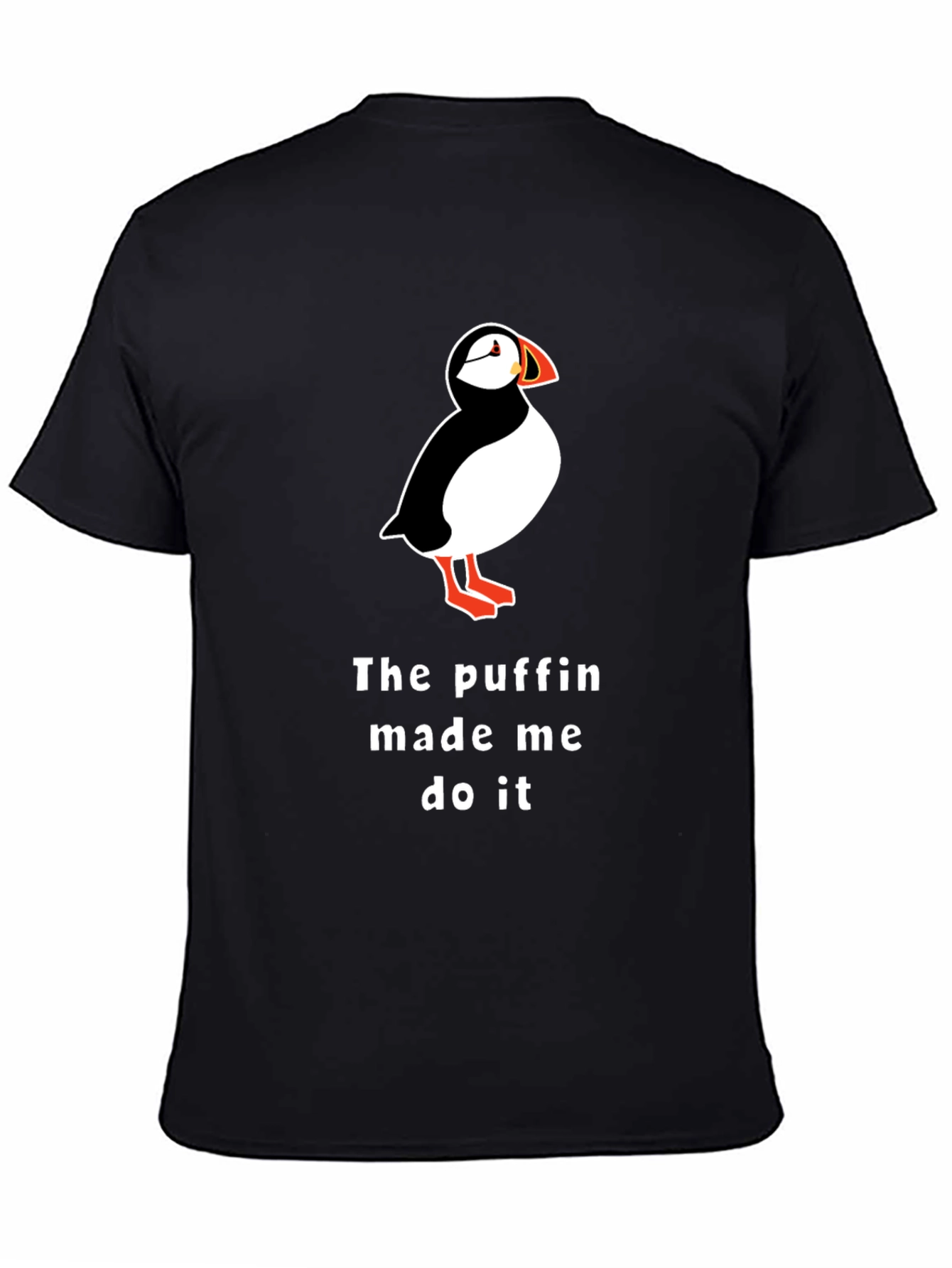 Puffin Made Me Do It Black T-Shirt