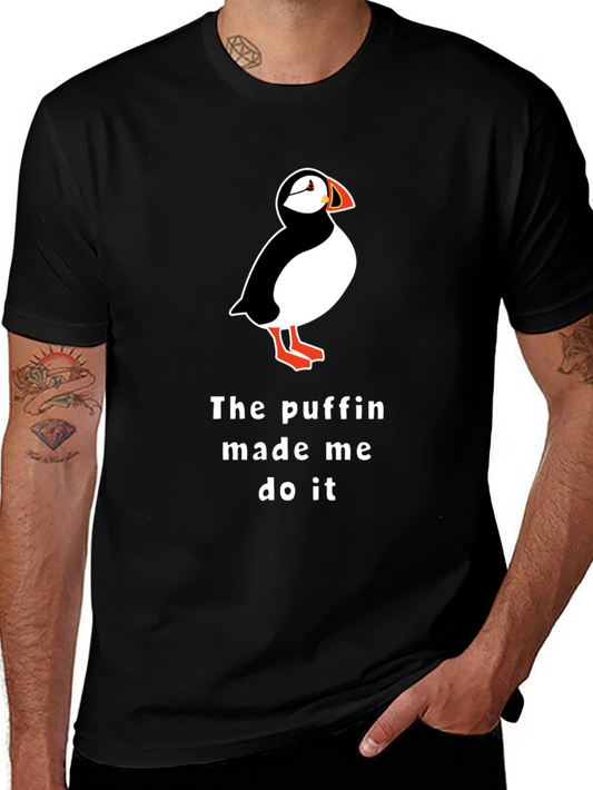 Puffin Made Me Do It Black T-Shirt