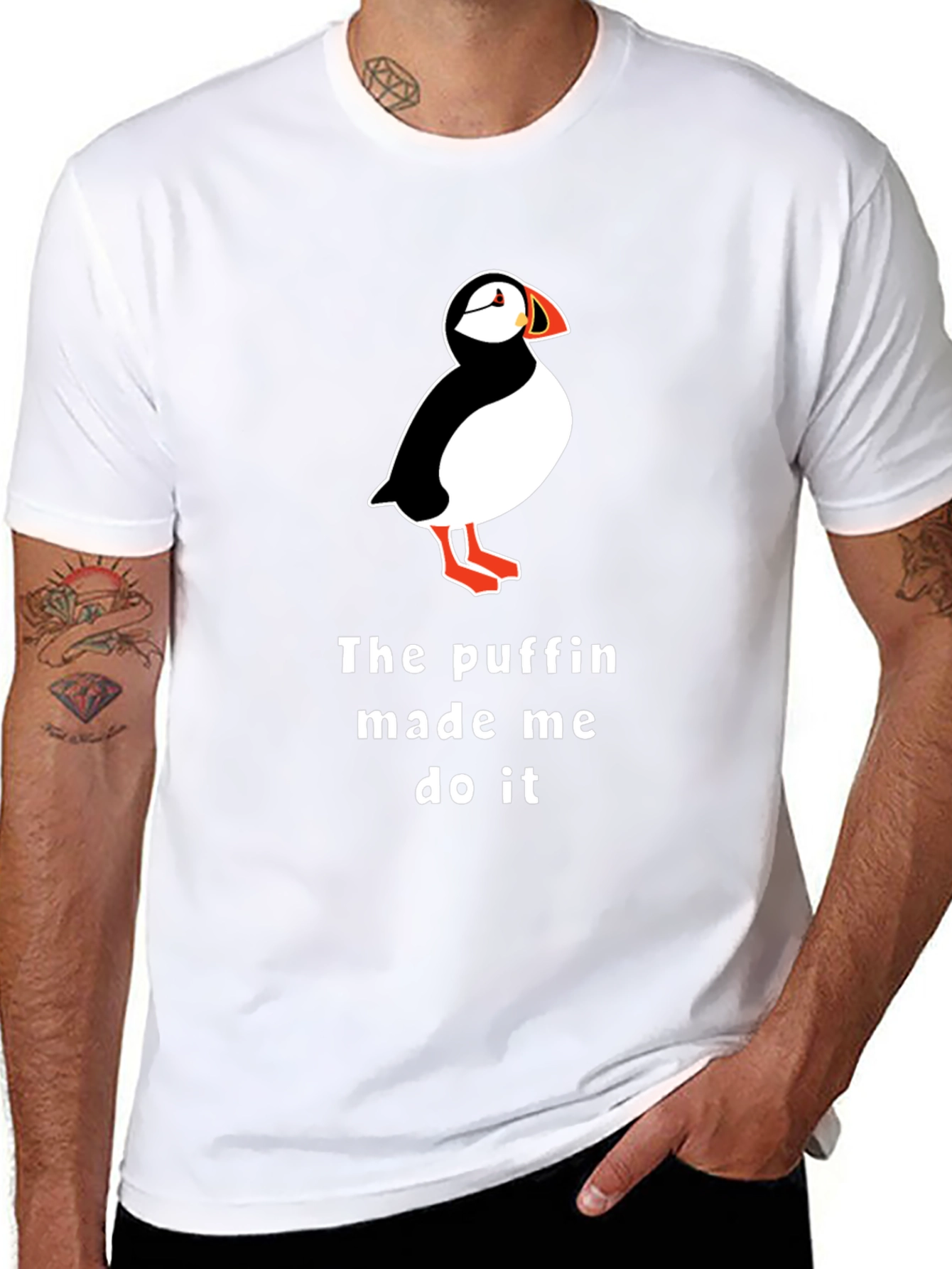 Puffin Made Me Do It Black T-Shirt