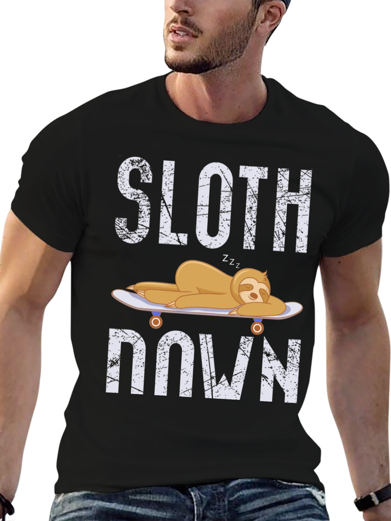 Sloth Down T-Shirt - Relaxed Lazy Graphic Tee