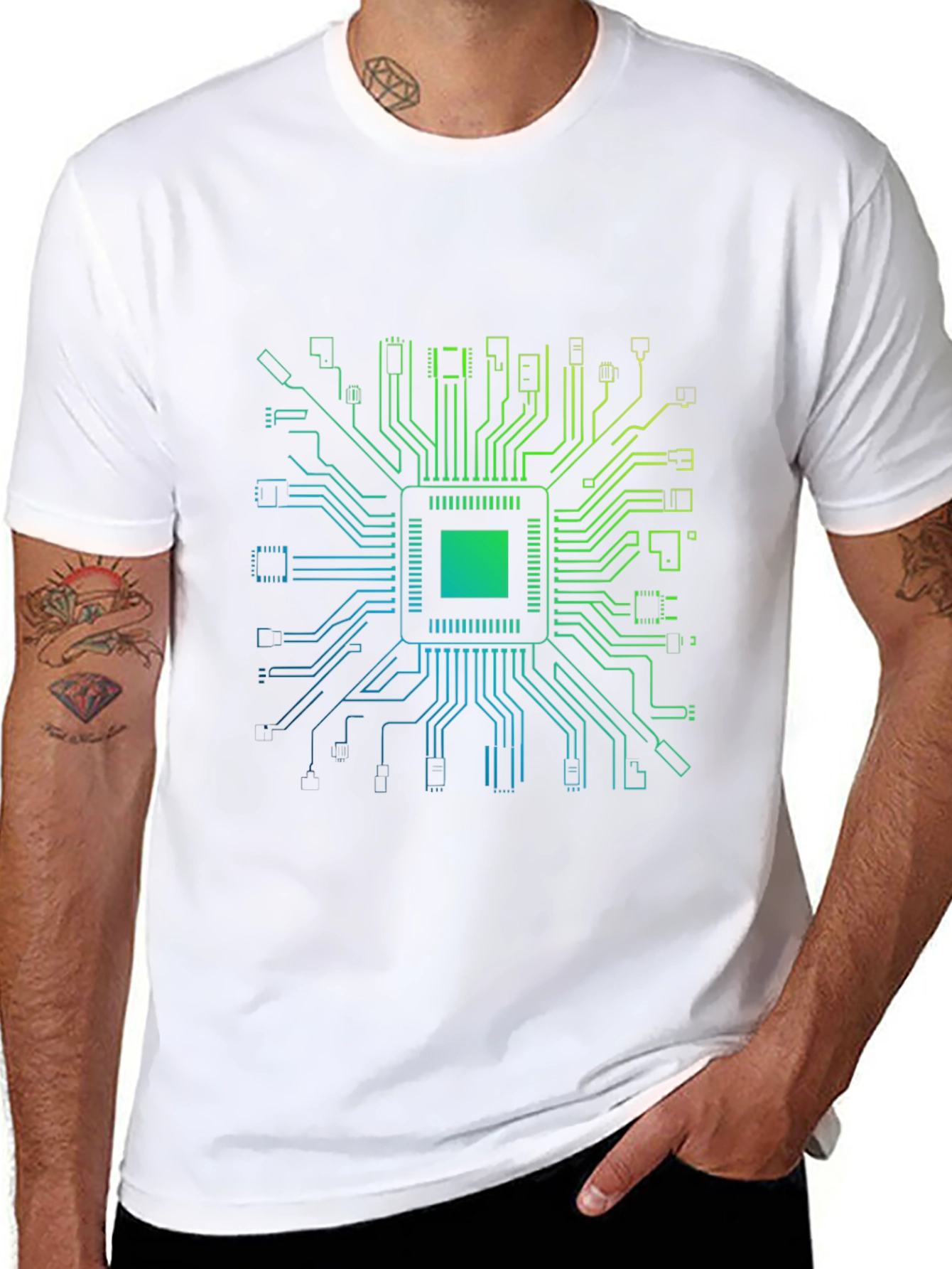 Circuit Board Graphic Black T-Shirt