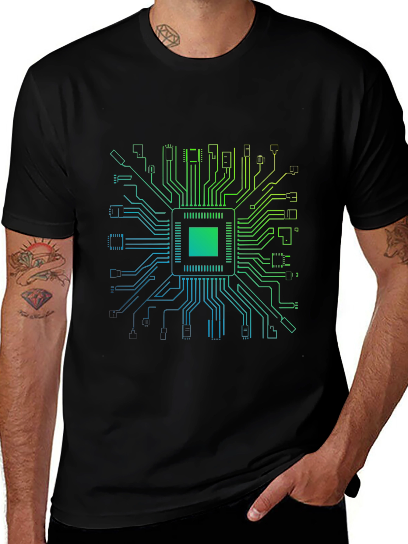 Circuit Board Graphic Black T-Shirt