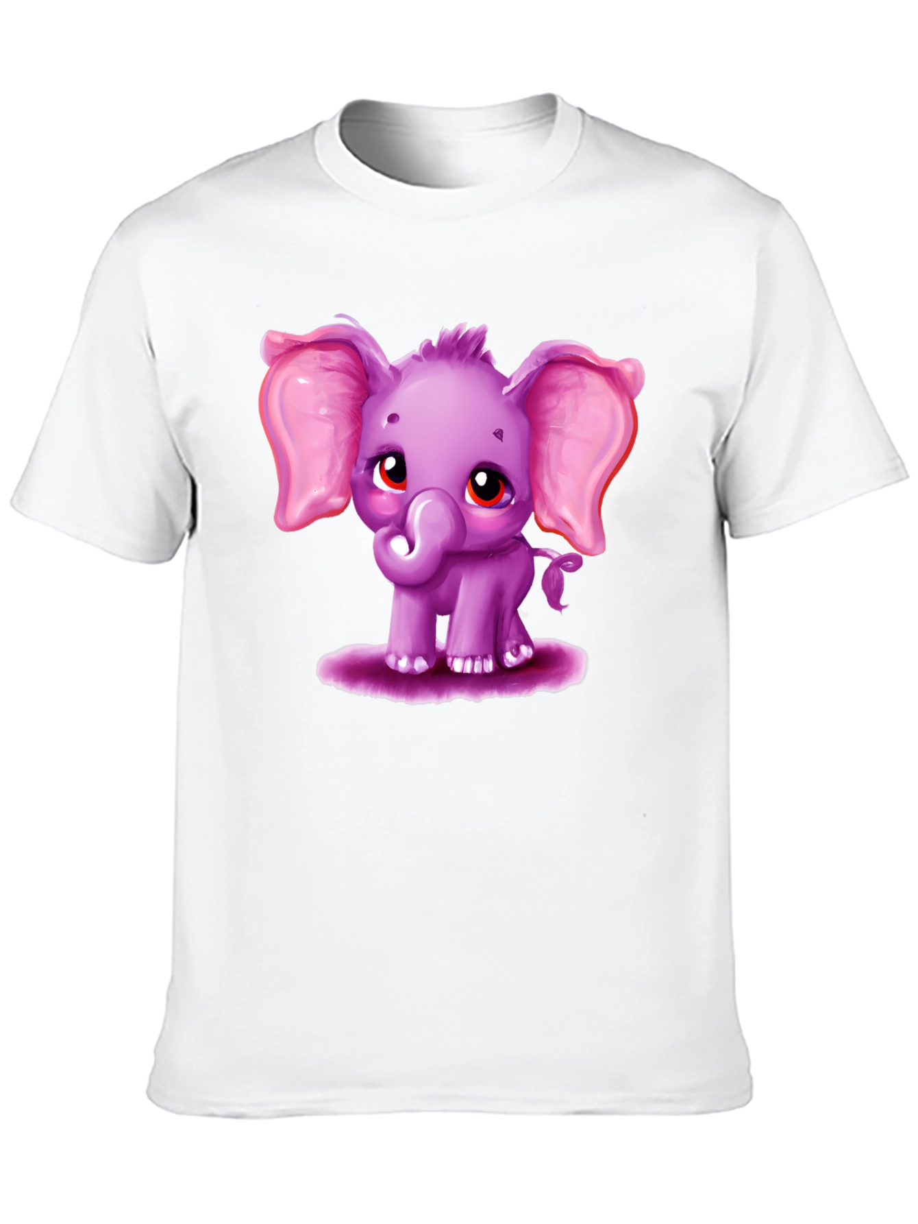 Cute Elephant Graphic Tee - Black Cotton Shirt