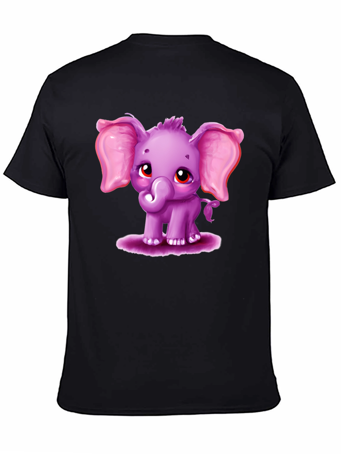 Cute Elephant Graphic Tee - Black Cotton Shirt