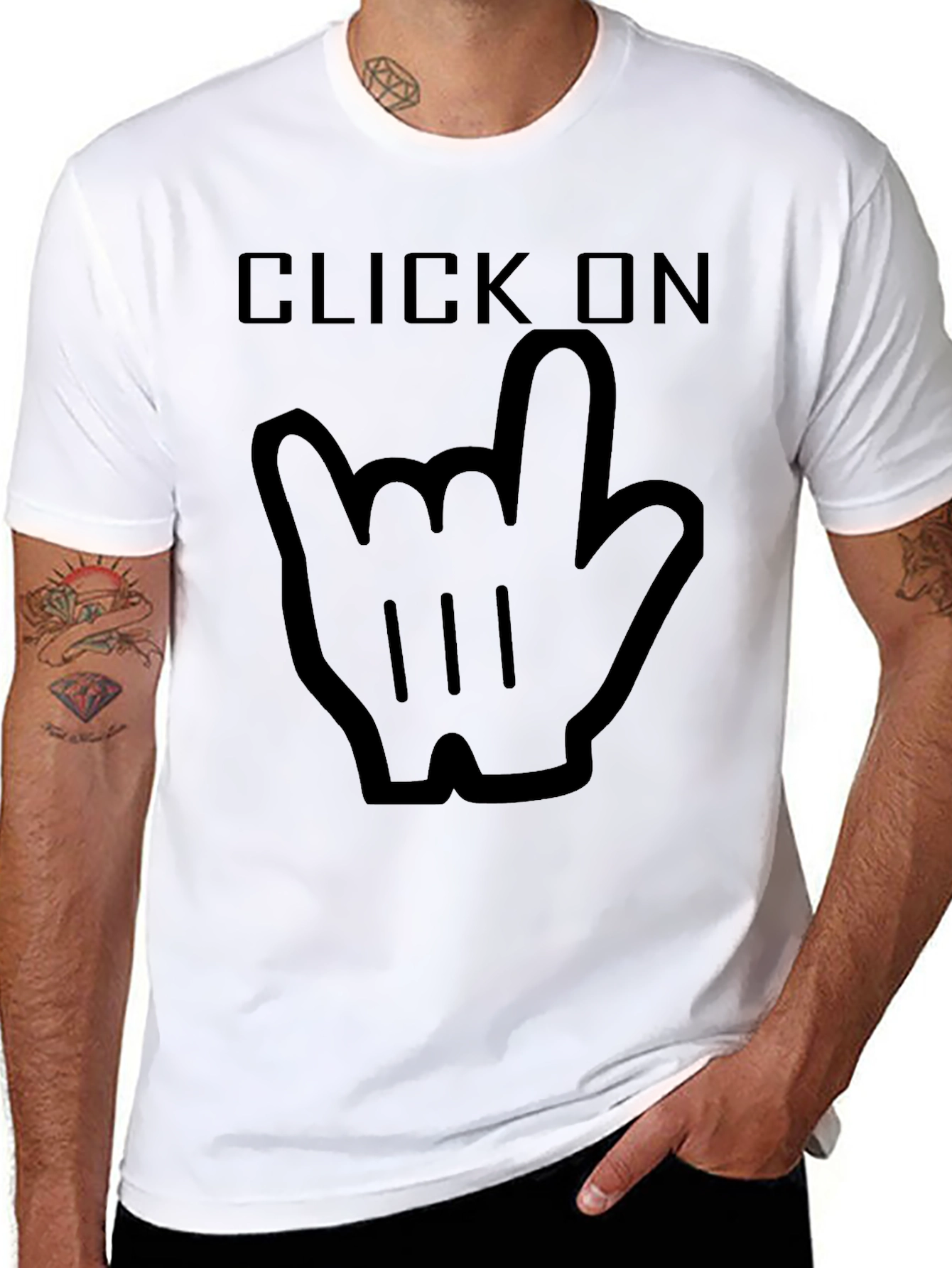 Click On Hand Gesture Black T-Shirt