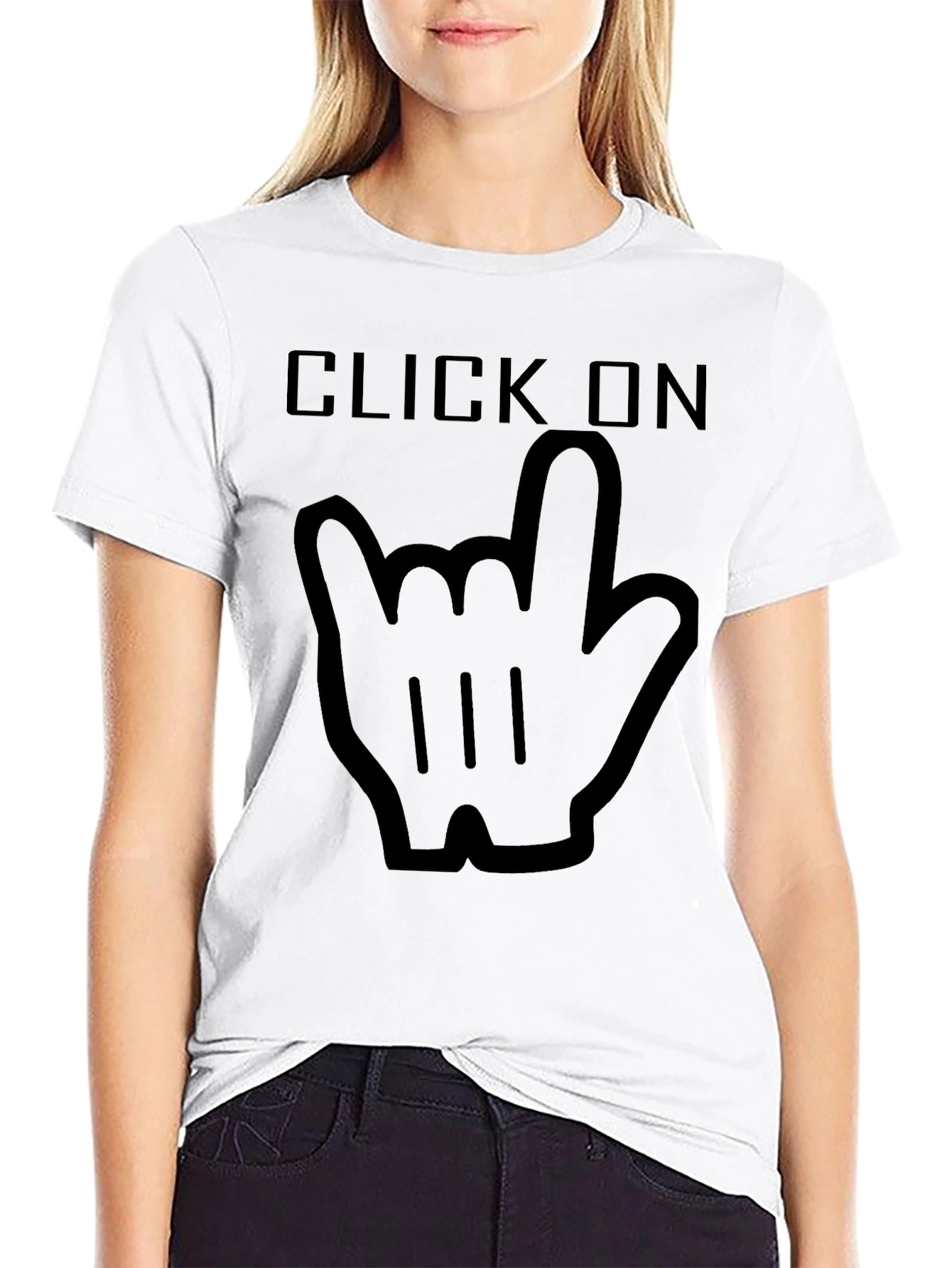 Click On Hand Gesture Black T-Shirt