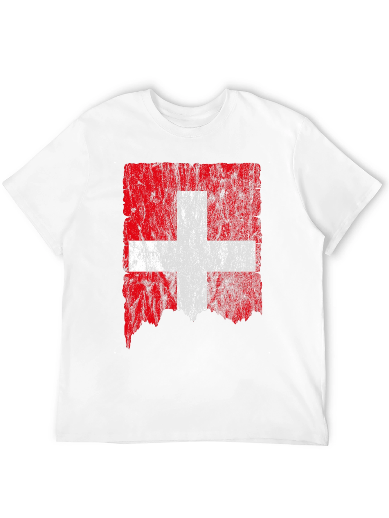 Swiss Flag Distressed T-Shirt - Black