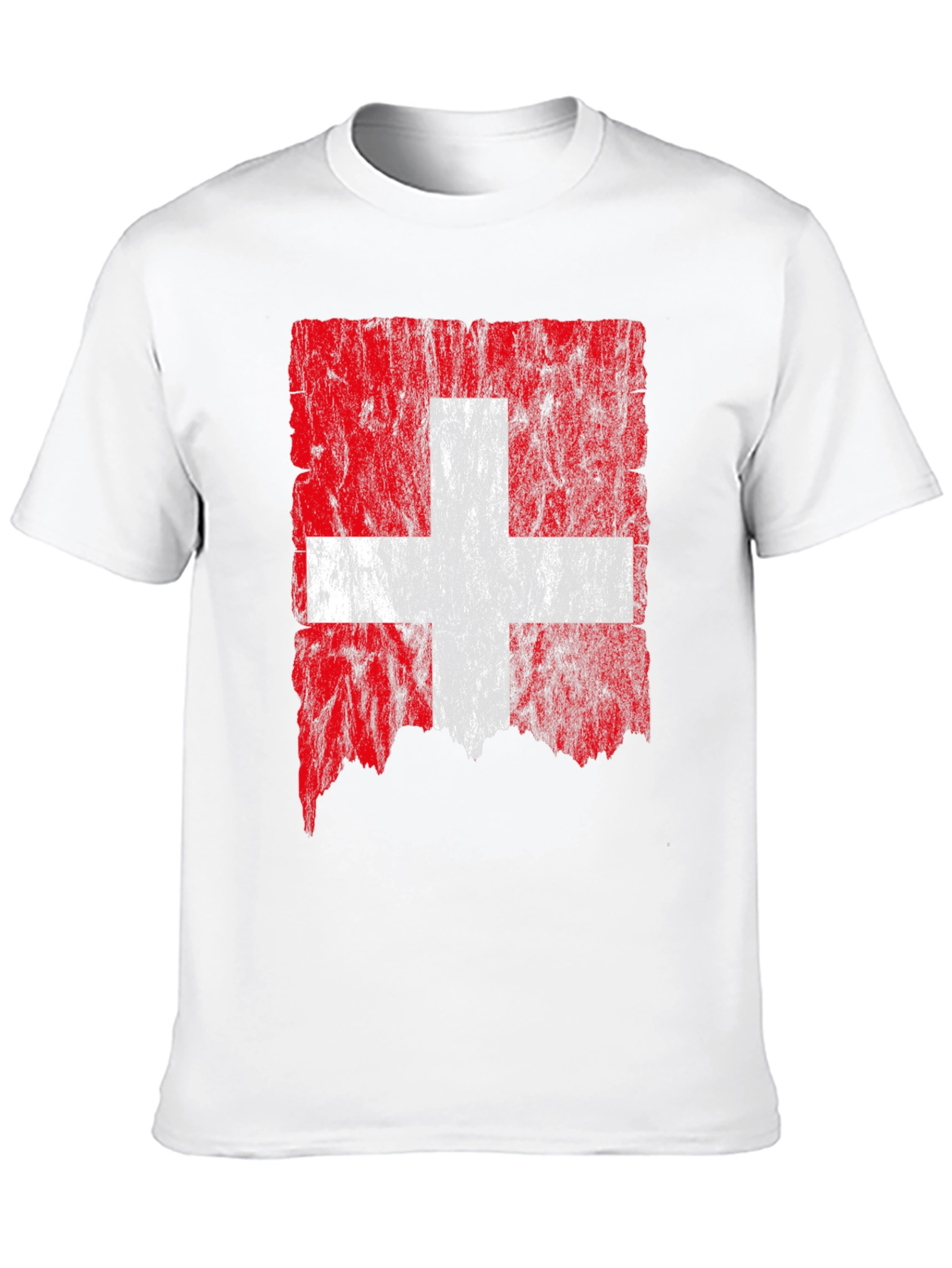 Swiss Flag Distressed T-Shirt - Black