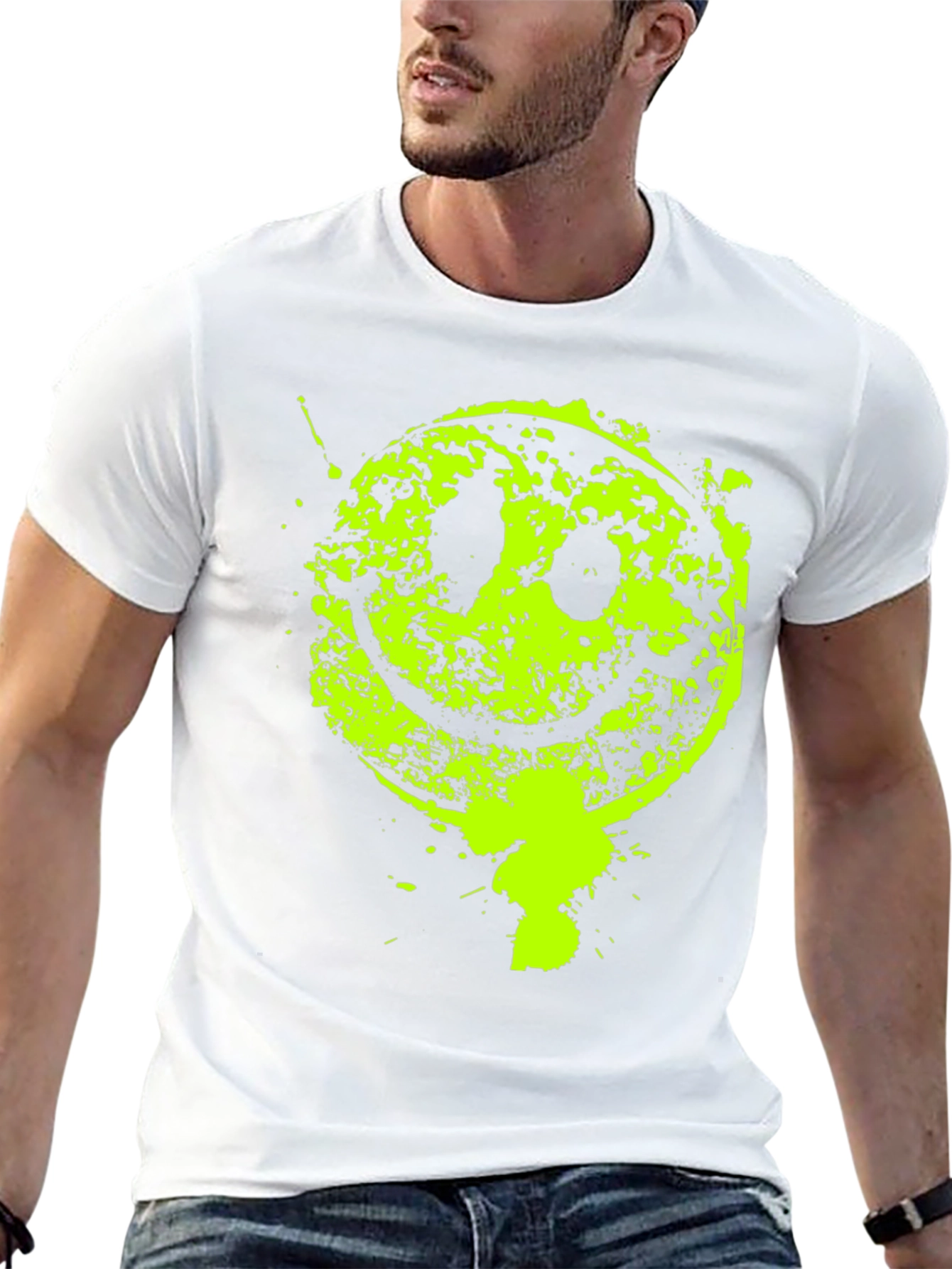 Grunge Smiley Face Graphic T-Shirt