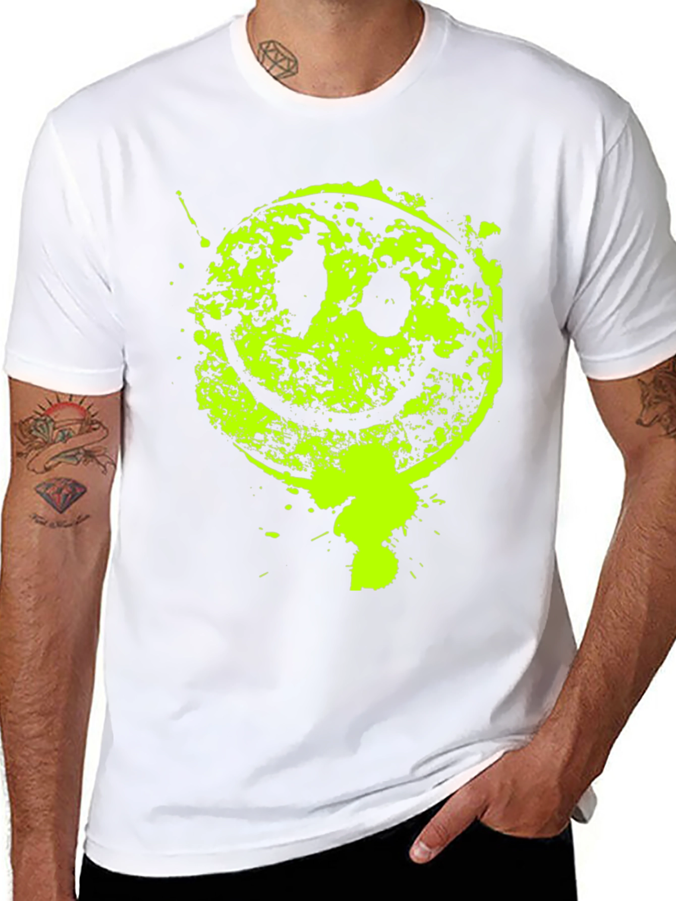Grunge Smiley Face Graphic T-Shirt