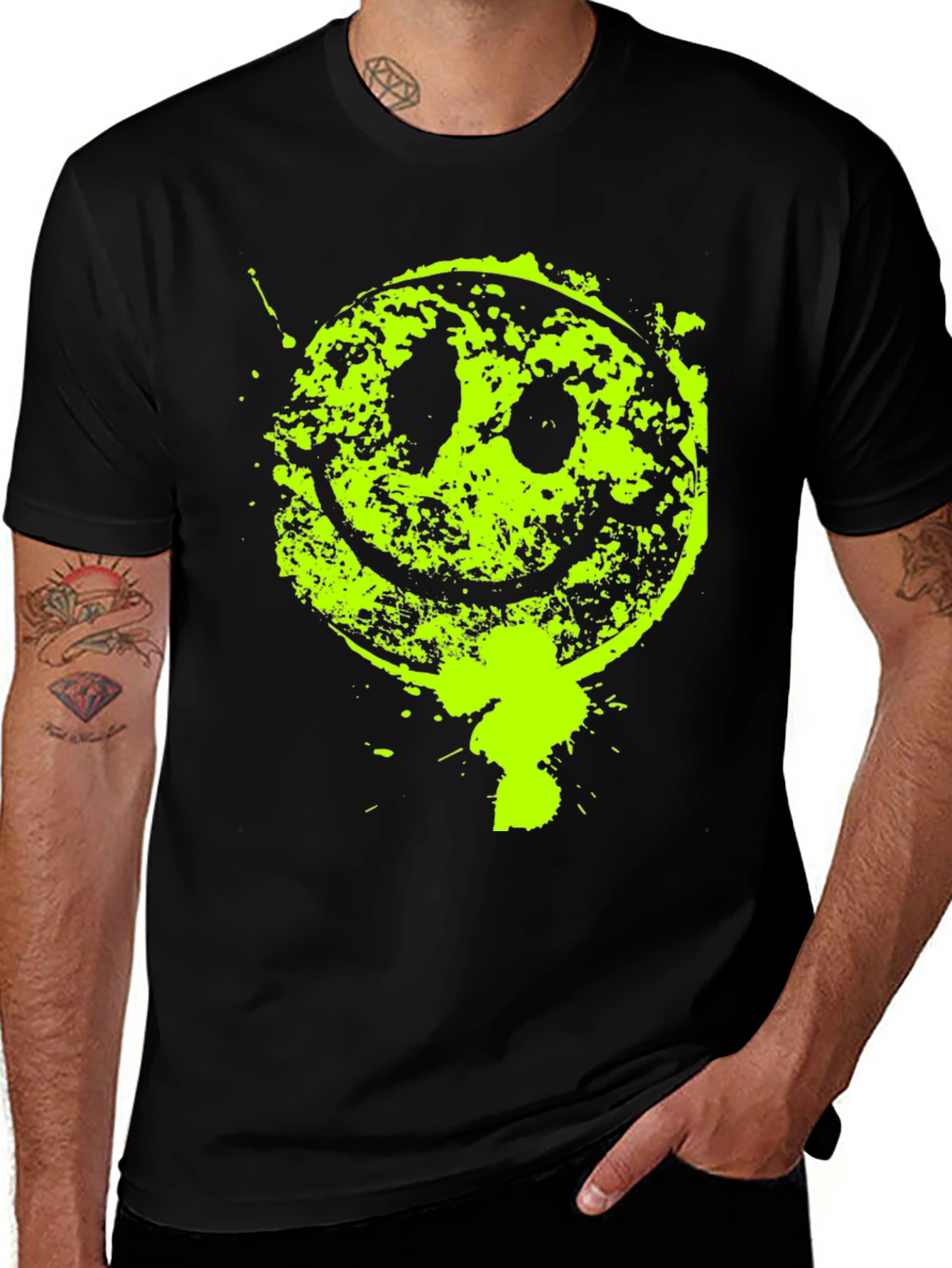 Grunge Smiley Face Graphic T-Shirt