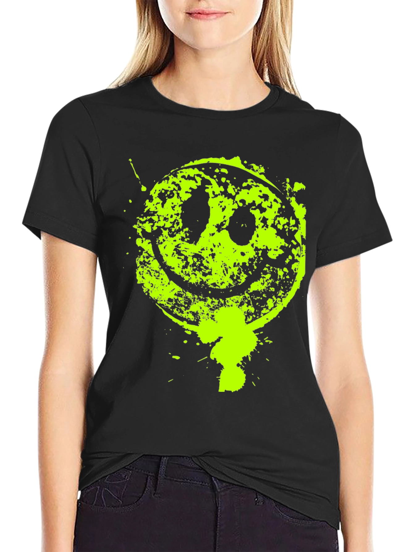 Grunge Smiley Face Graphic T-Shirt