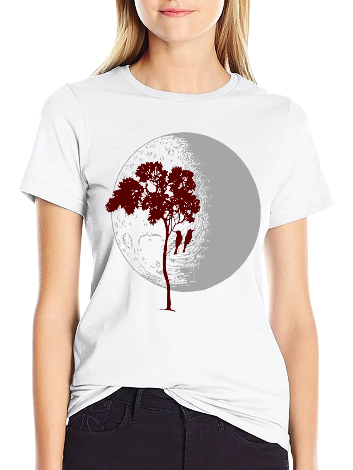 Moon Tree Graphic Tee - Black Cotton Blend