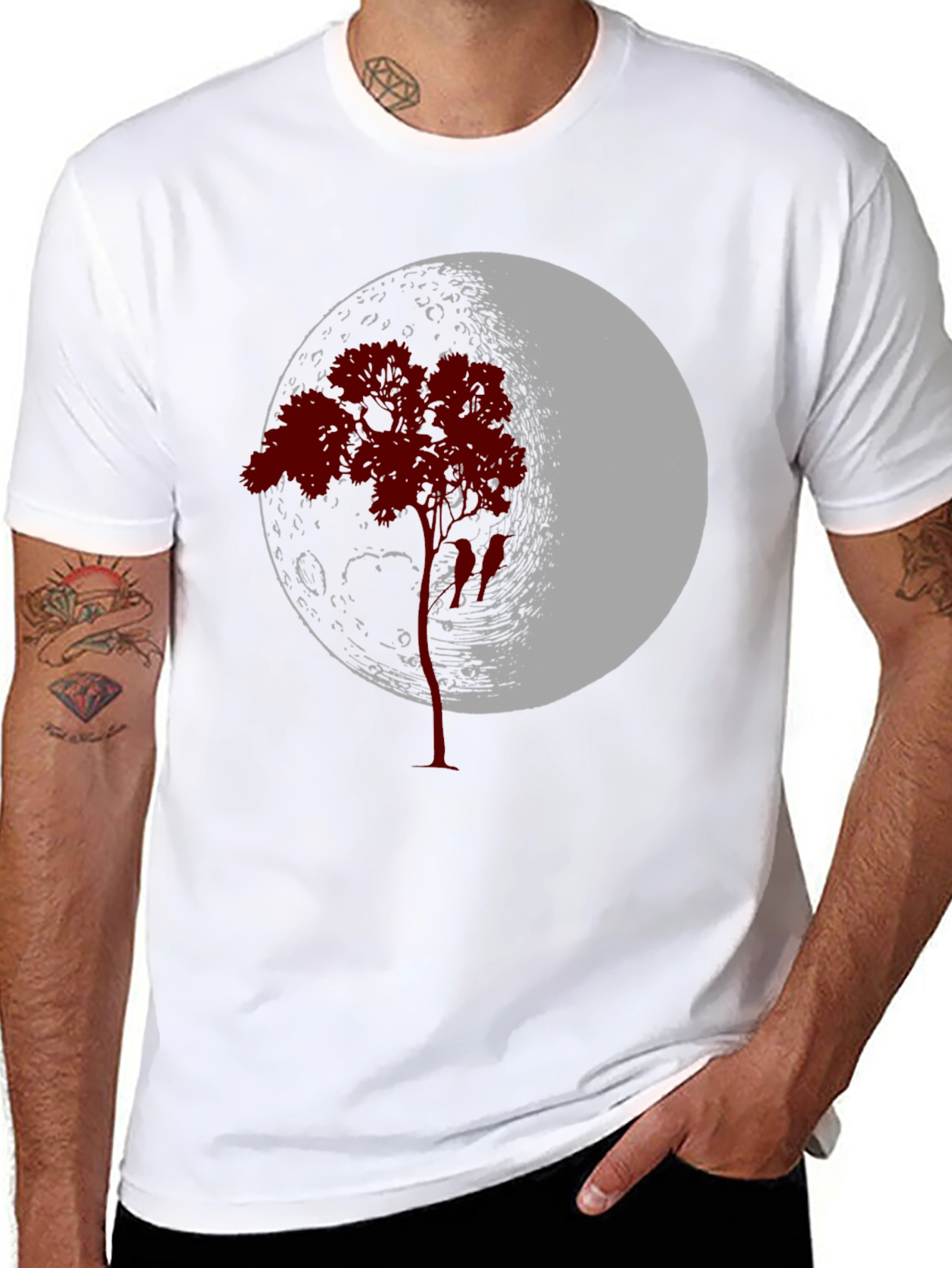 Moon Tree Graphic Tee - Black Cotton Blend