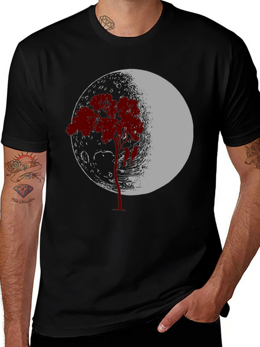 Moon Tree Graphic Tee - Black Cotton Blend