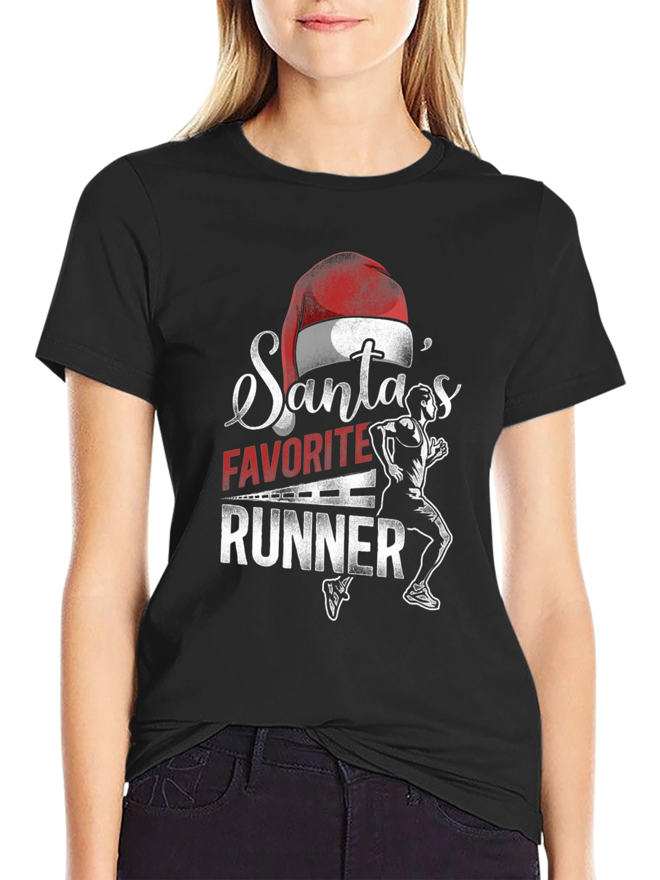 Santas Favorite Runner T-Shirt - Holiday Running Apparel