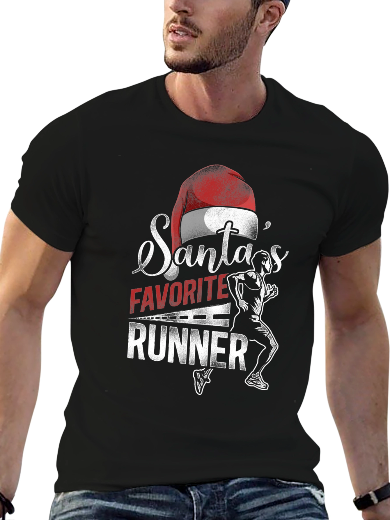 Santas Favorite Runner T-Shirt - Holiday Running Apparel