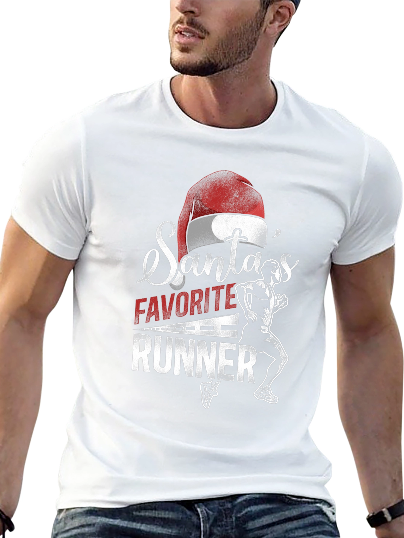 Santas Favorite Runner T-Shirt - Holiday Running Apparel