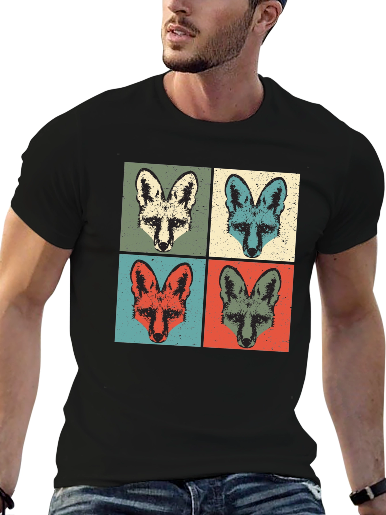 Retro Fox Portrait T-Shirt - Unique Graphic Tee