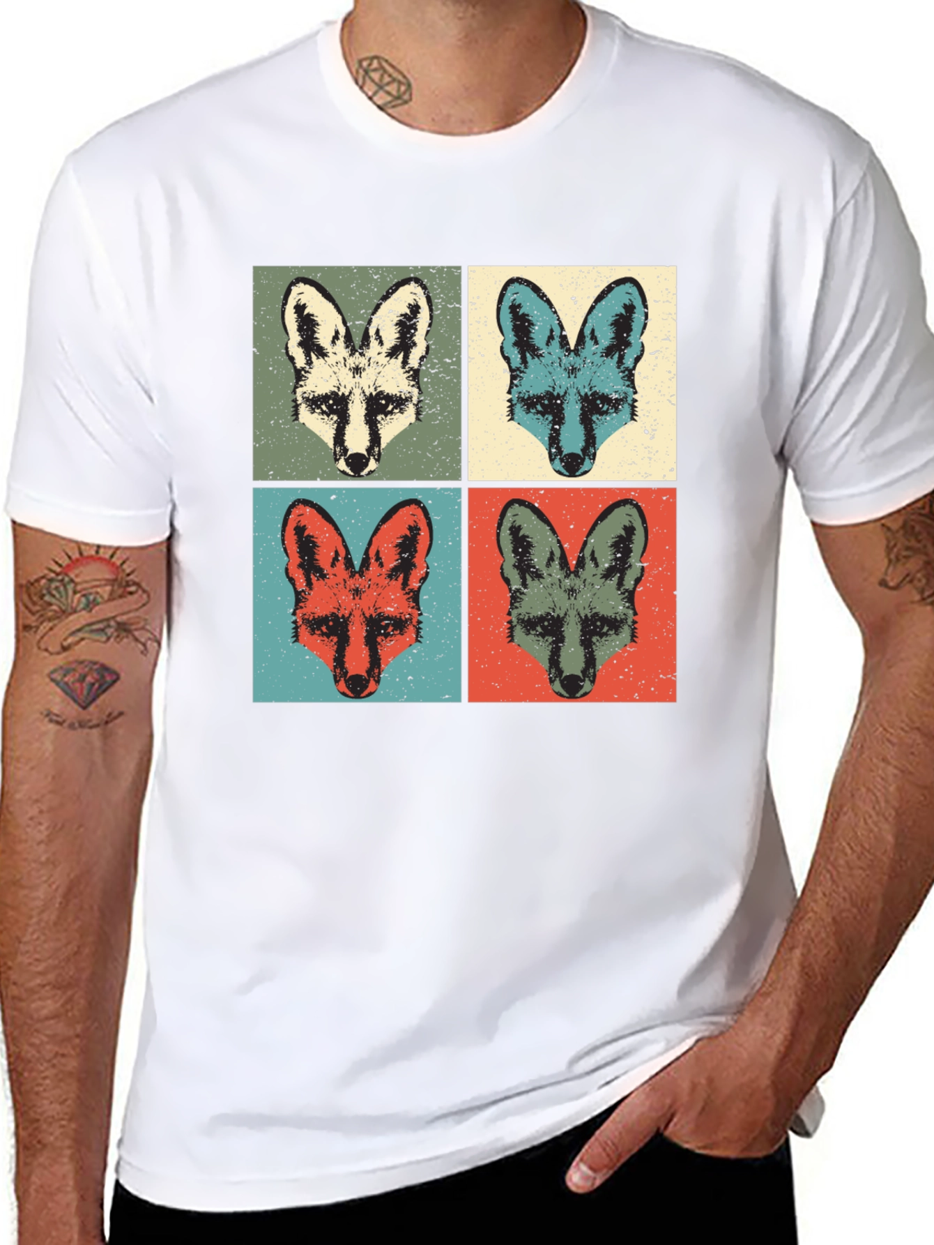 Retro Fox Portrait T-Shirt - Unique Graphic Tee