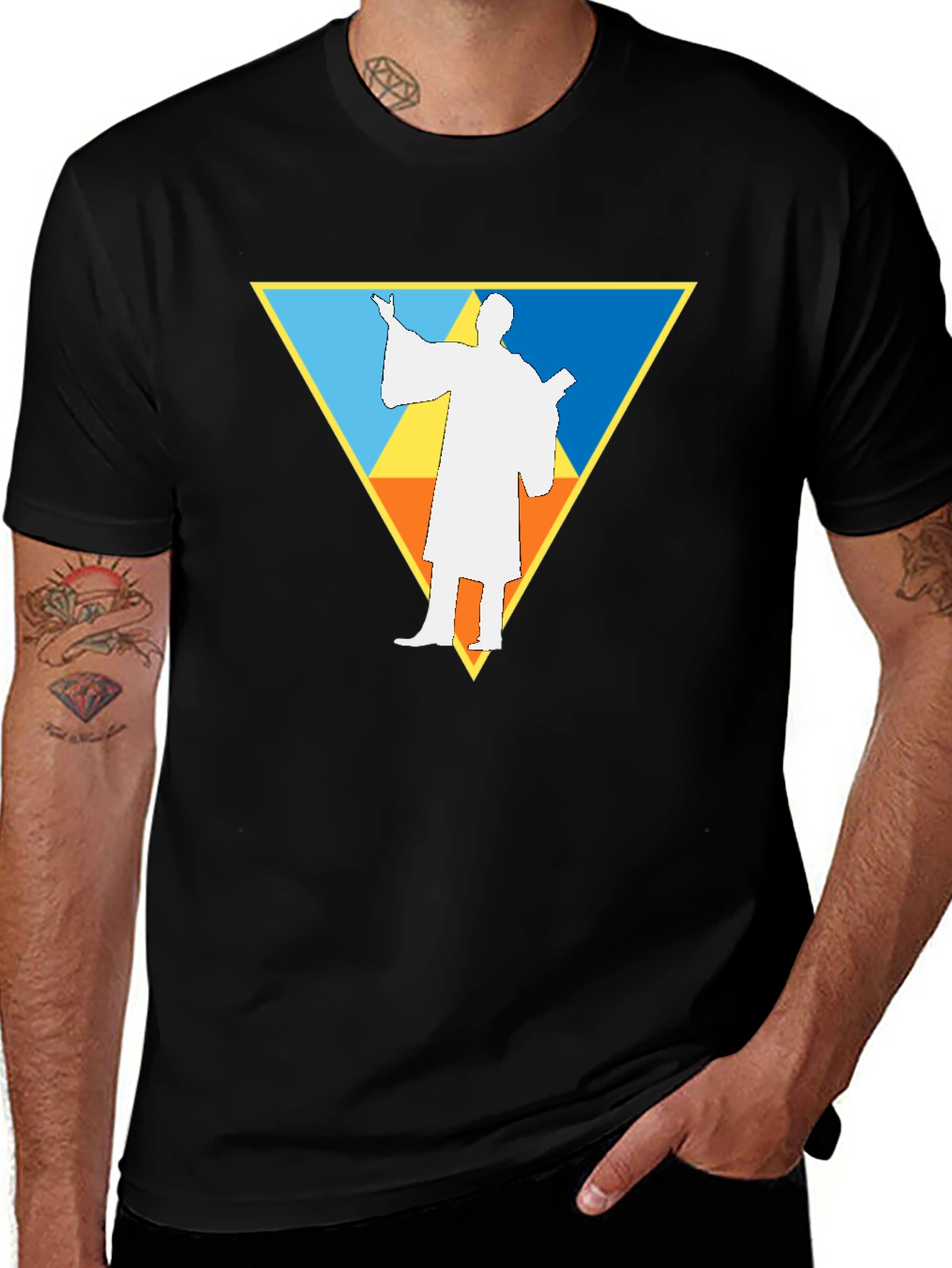 Geometric Priest T-Shirt - Black
