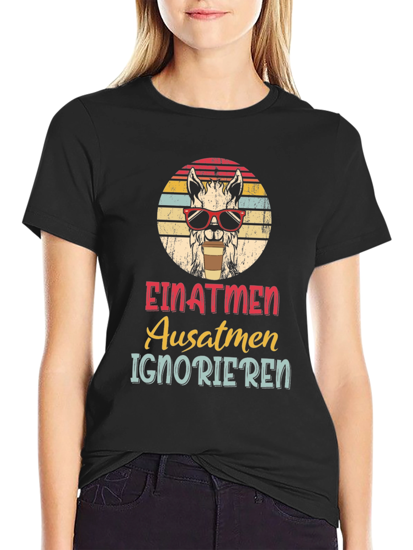 Llama Einatmen Ausatmen Ignorieren Graphic Tee