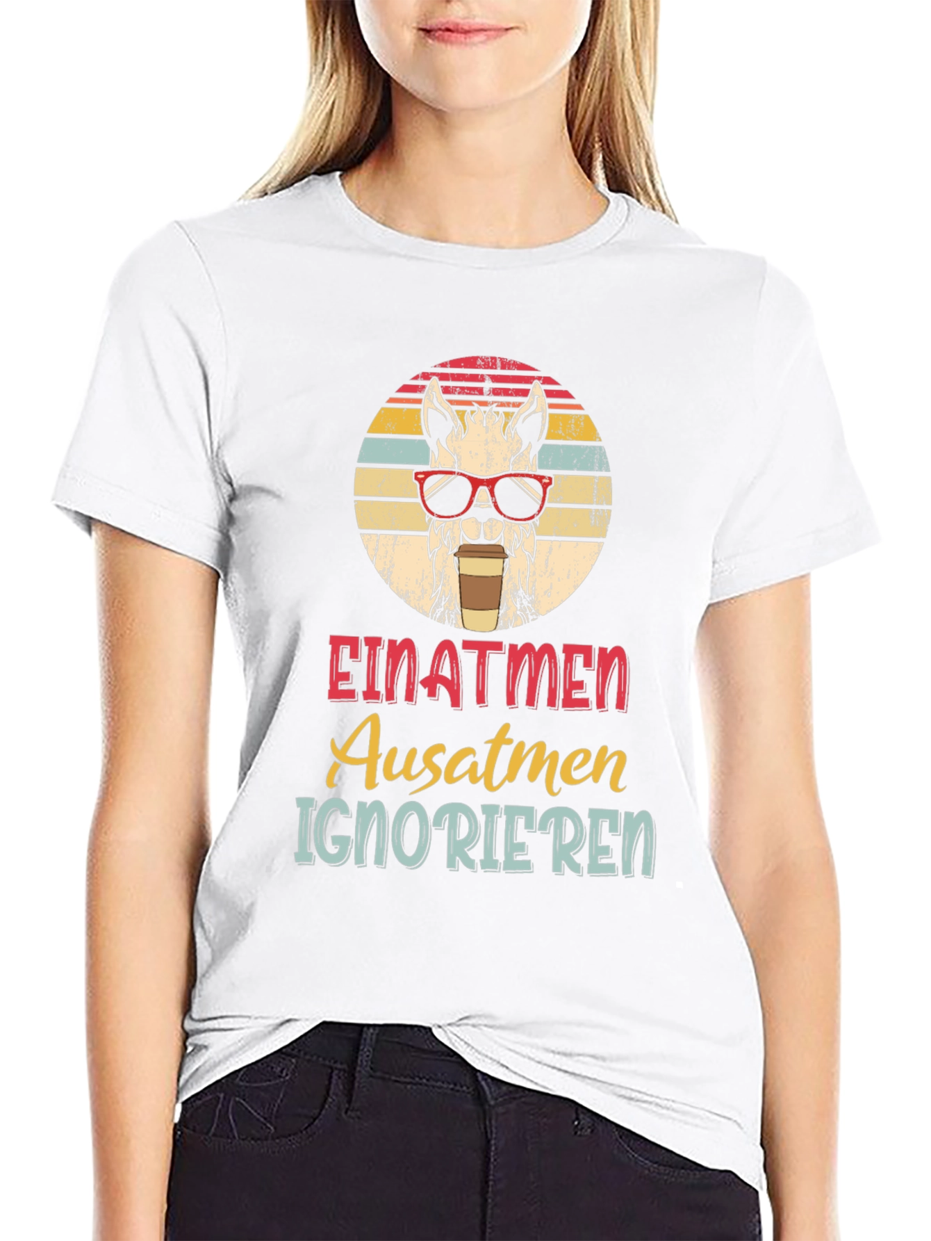 Llama Einatmen Ausatmen Ignorieren Graphic Tee